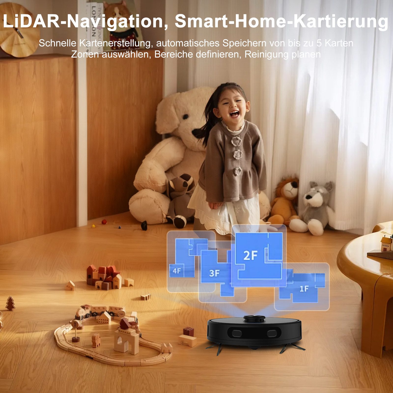 Ruzava Saugroboter Saugroboter 8800 Pa 2026 Saugroboter mit Wischfunktion, 38 W, mit Beutel