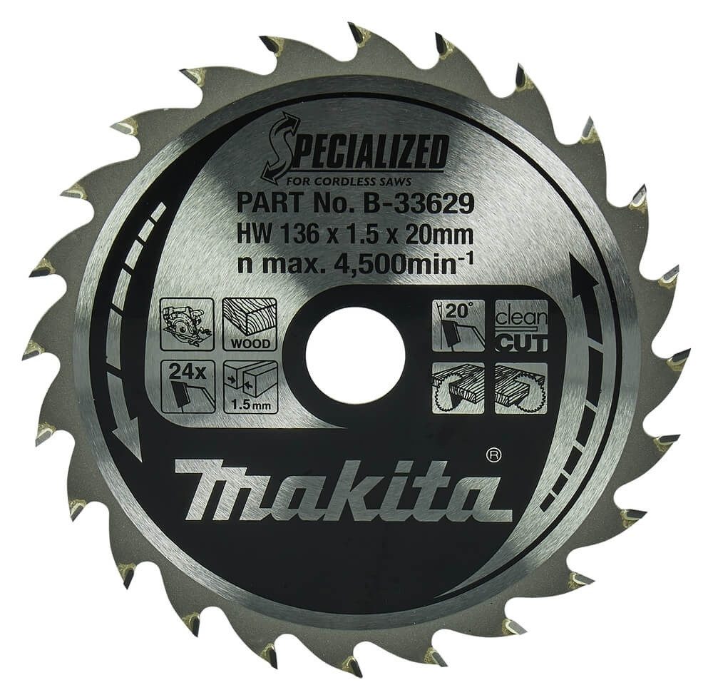 Makita Kreissägeblatt Makita Sägeblatt Specialized 136x20x24Z B-33629
