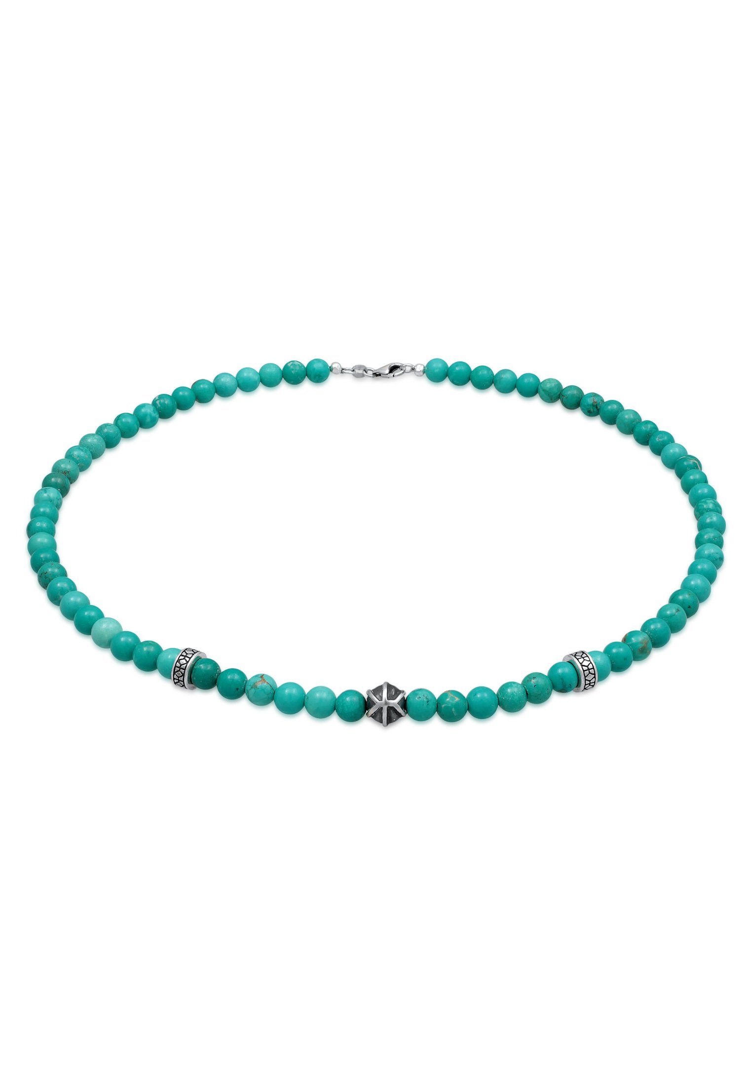 Kuzzoi Silberkette Howlith Türkis Edelstein Perlen Beads 925 Silber, Kugel