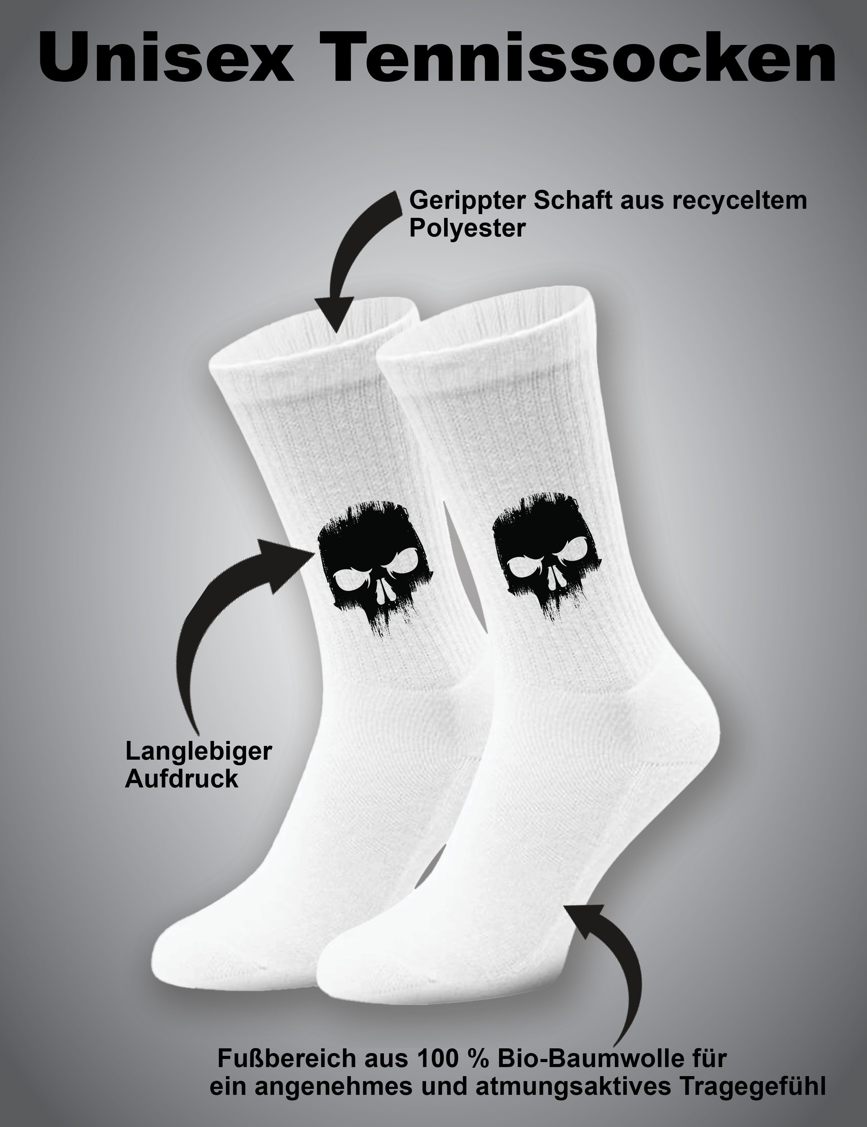 Youth Designz Tennissocken Unisex Socken "Angry Skull" Aufdruck lustig Geschenk Statement mit verstärkter Verse und Zehenbereich