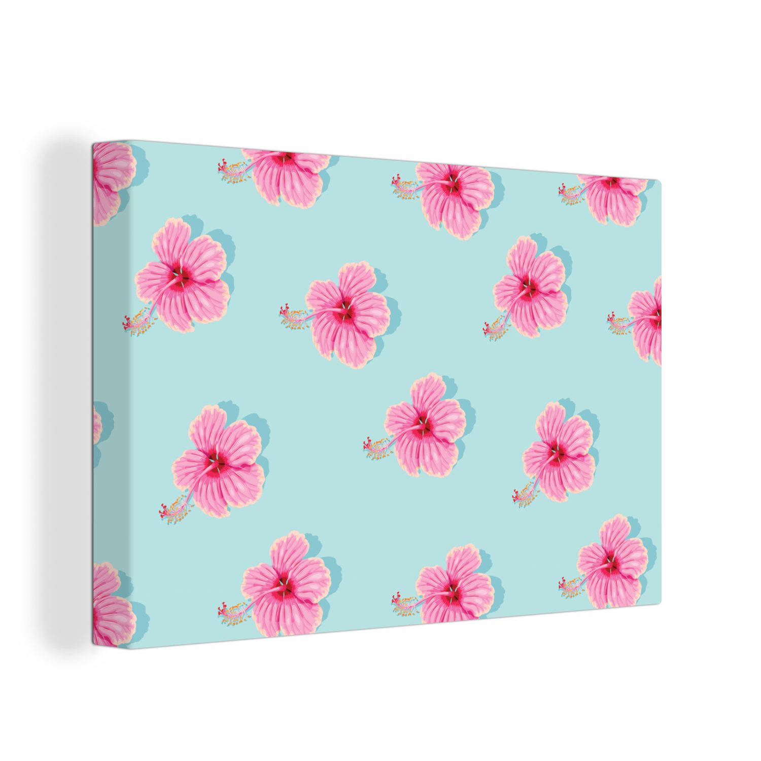 OneMillionCanvasses® Leinwandbild Blumen - Sommer - Rosa - Muster, (1 St), Wandbild Leinwandbilder, Aufhängefertig, Wanddeko, 30x20 cm