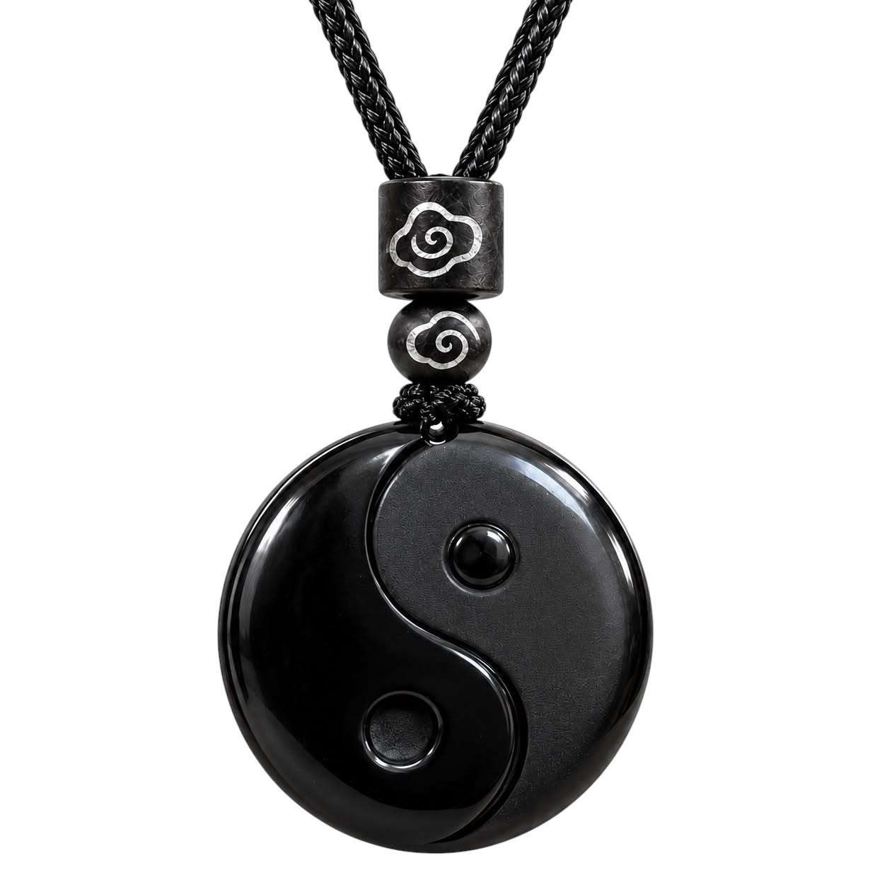 Taffstyle Kette mit Anhänger Yin Yang Kette mit Anhänger Obsidian Naturstein Halskette Unisex (Symbolische Obsidian Kette für Alltag, Festival und Geschenkidee), Echter Obsidian Naturstein