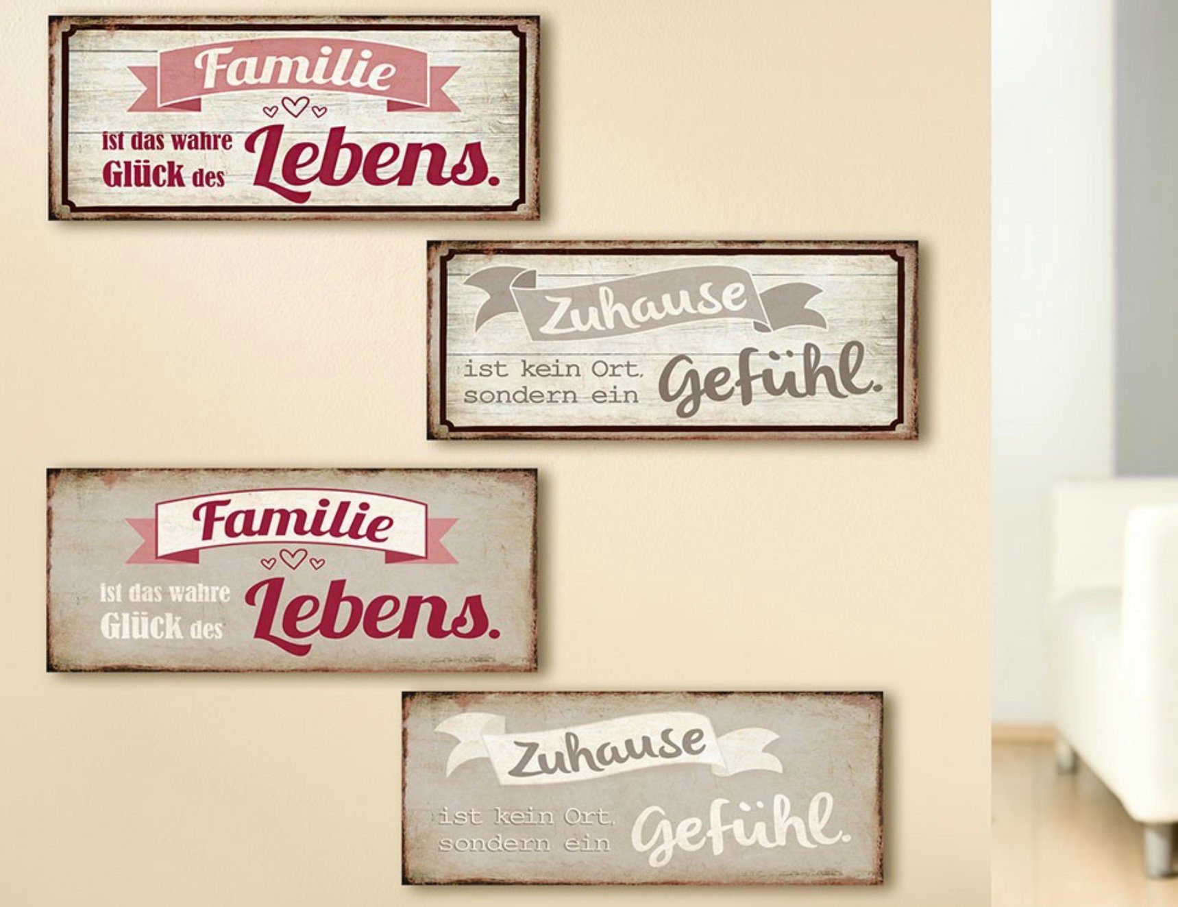 GILDE Wandbild, Familie, Vintage Retro Metallschild Masse 21 x 10 cm Weisheit Zuhause F