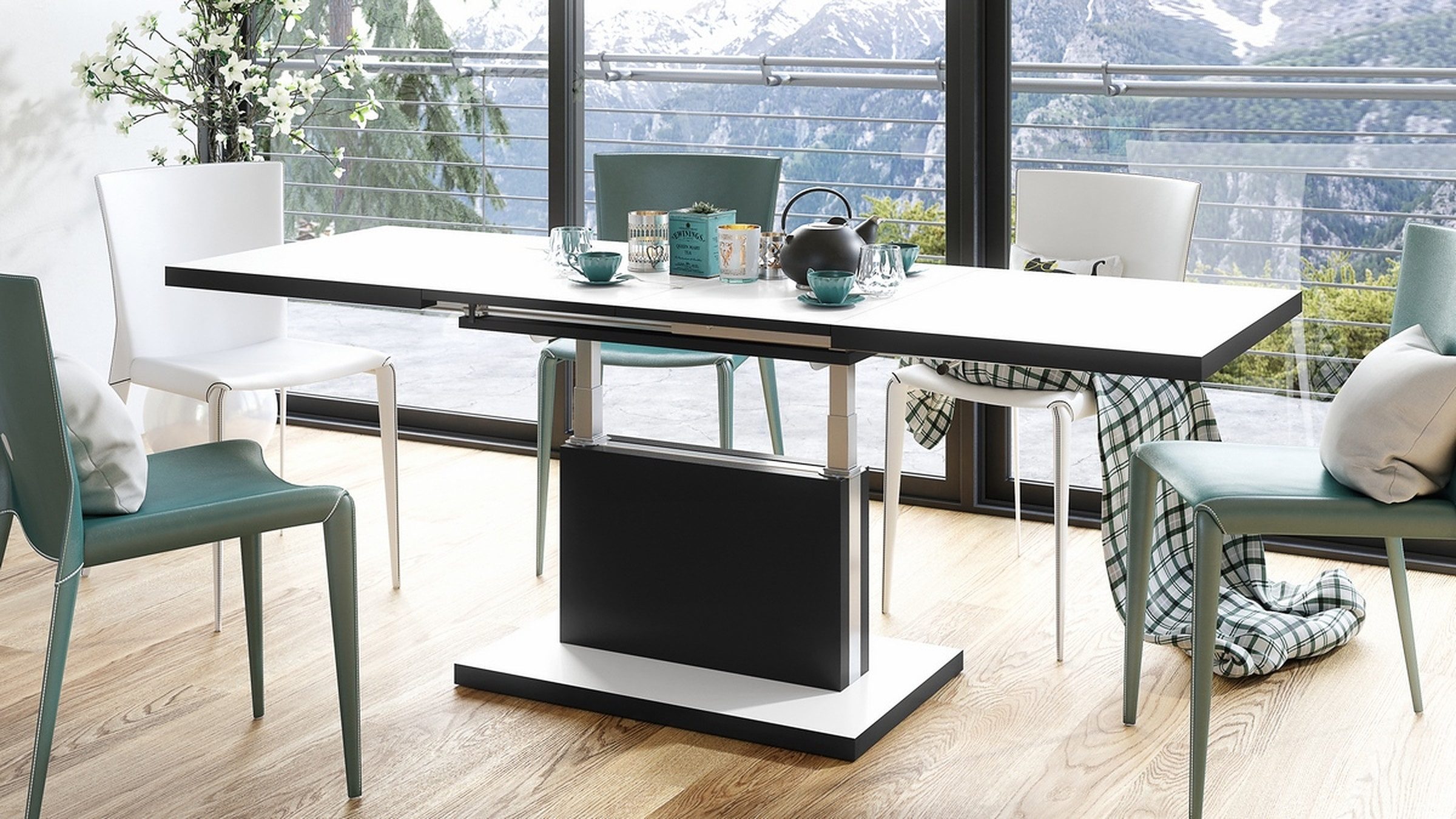 Mazzoni Couchtisch Aston Weiß-Schwarz matt stufenlos günstig online kaufen