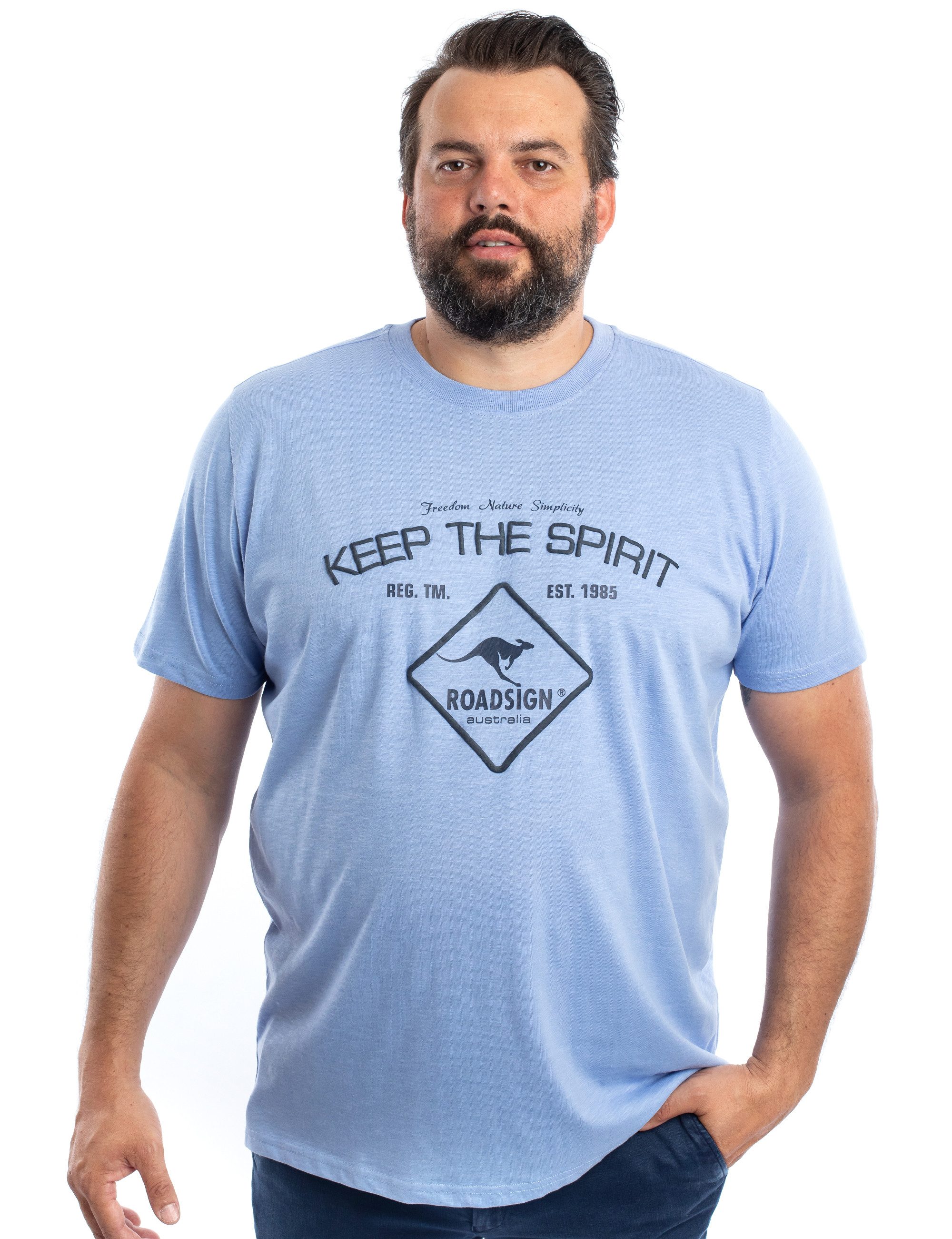 ROADSIGN australia T-Shirt Spirit (1, 1-tlg., 1) einfarbiges Plus-Size-Shirt mit Frontprint