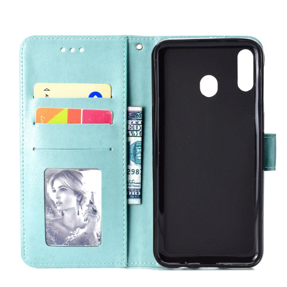 CoverKingz Handyhülle Huawei P40 lite E Handy Hülle Flip Case Cover Handytasche Mandala Grün, Klapphülle Schutzhülle mit Kartenfach Schutztasche Motiv Mandala