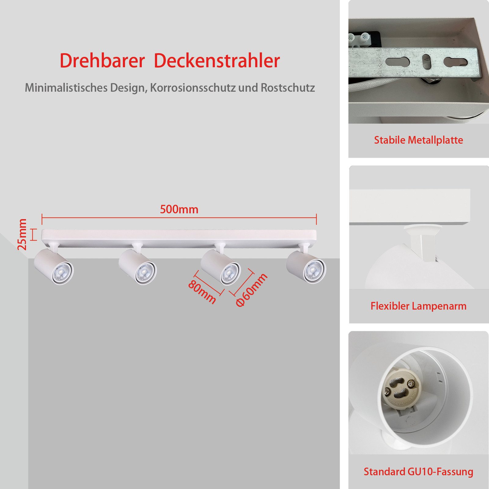 Zedelmaier Deckenstrahler Deckenspots Deckenleuchte max.7W, GU10, günstig online kaufen