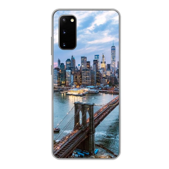 MuchoWow Handyhülle New York - Brooklyn Bridge - Boot Phone Case Handyhülle Samsung Galaxy S20 Silikon Schutzhülle