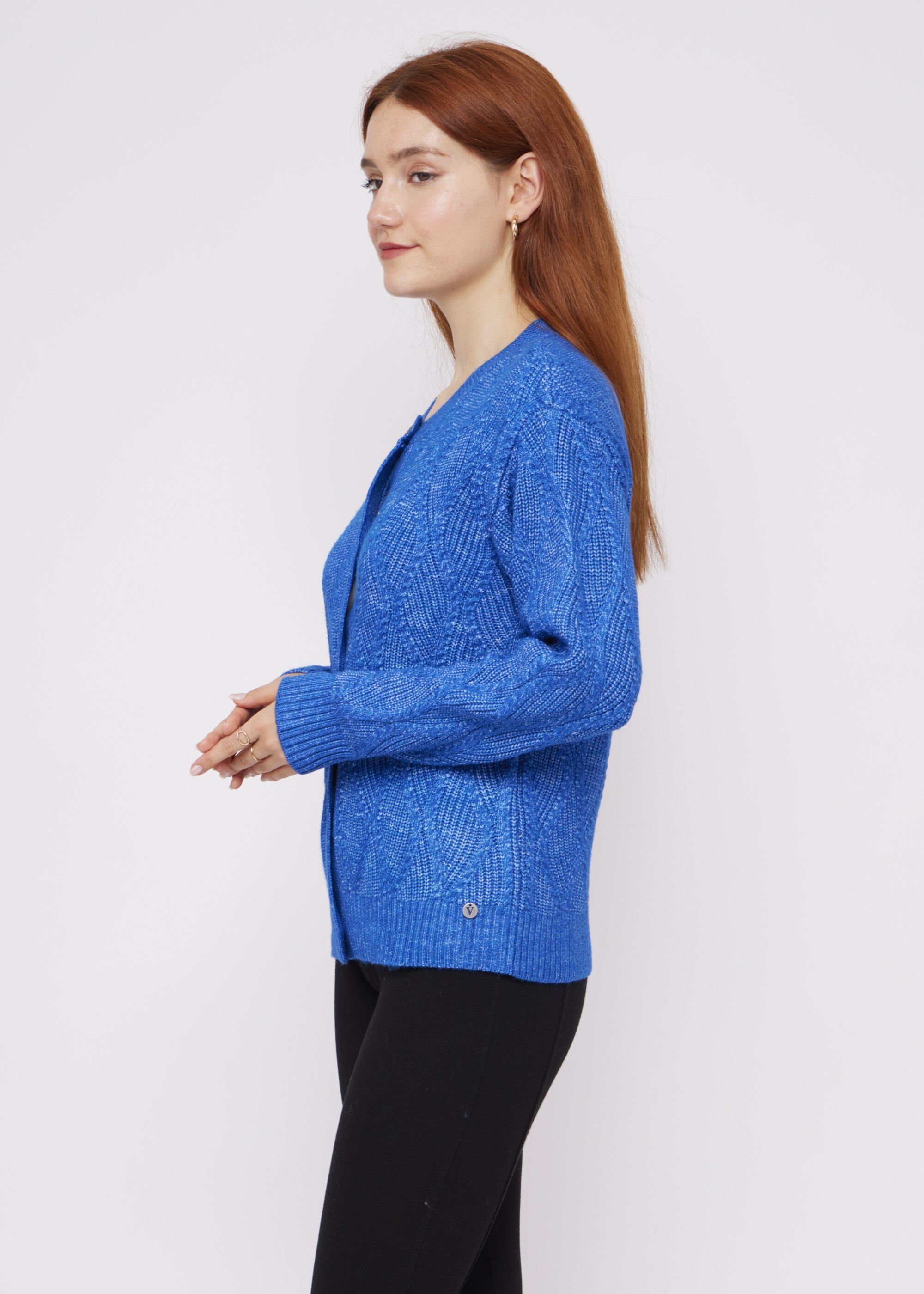 VICCI Germany Strickjacke mit Zopfmuster cobalt