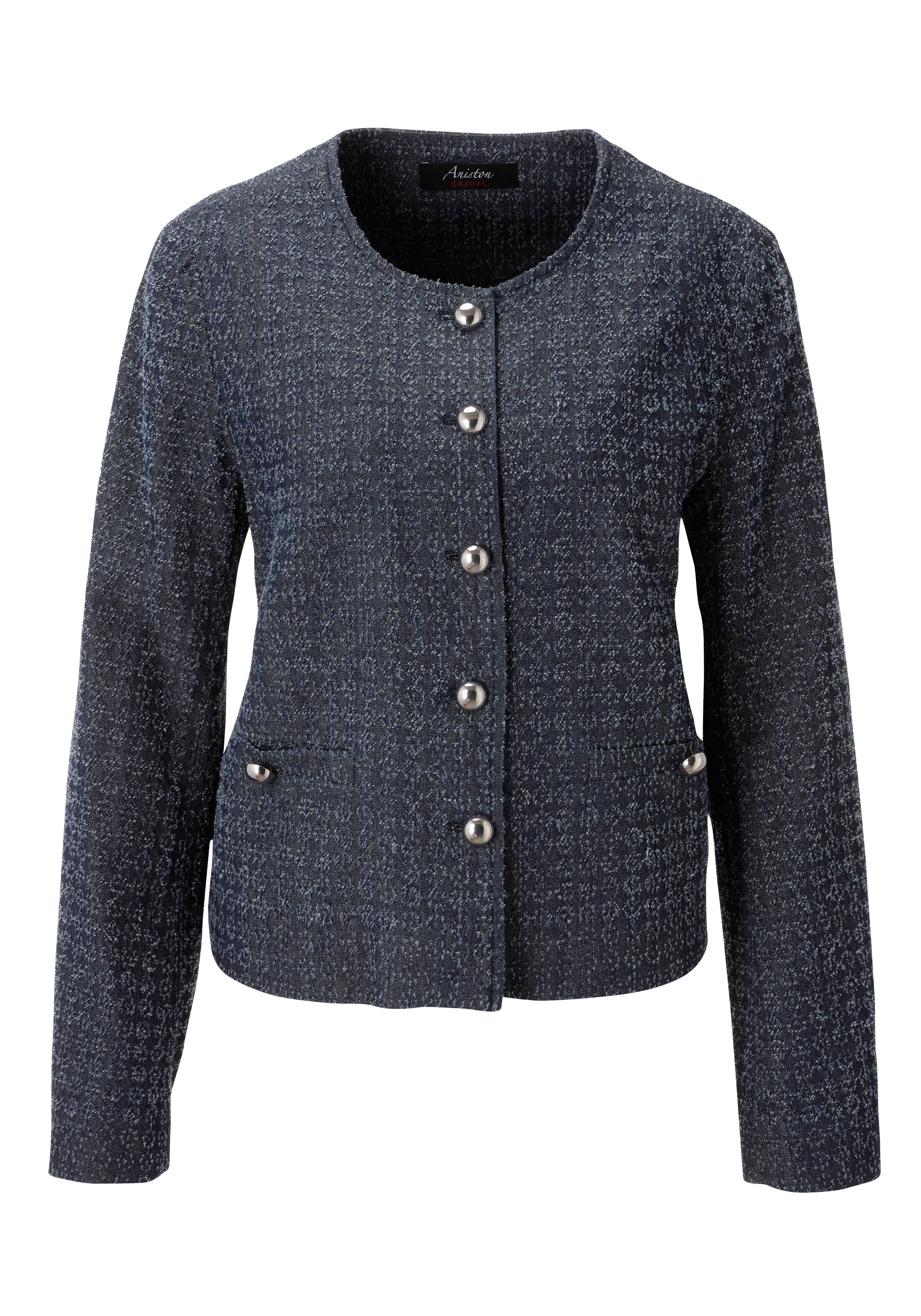 Aniston CASUAL Kurzblazer aus strukturiertem Denim-Jacquard - NEUE KOLLEKTION – Bild 5 von 5