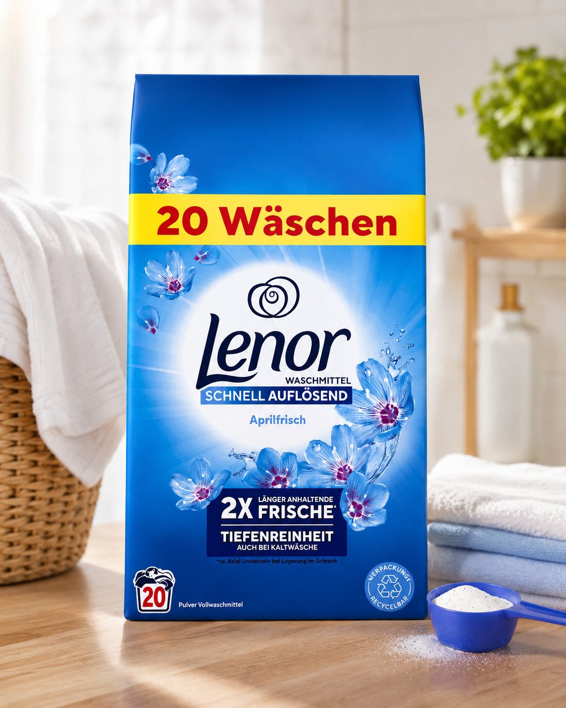 LENOR Lenor Waschmittel Pulver Aprilfrisch, 20 Wäschen Vollwaschmittel