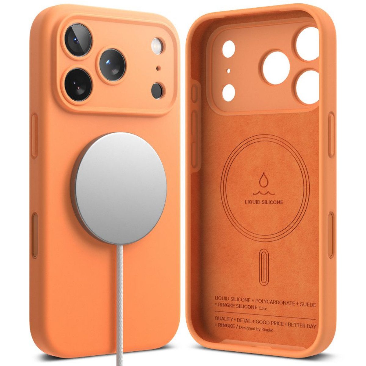 Ringke Handyhülle Silikon Orange mit Magnetfunktion Kompatibel mit iPhone 17 Pro Max 6,9, Weiche Silikonhaptik mit integrierter Magnetfunktion