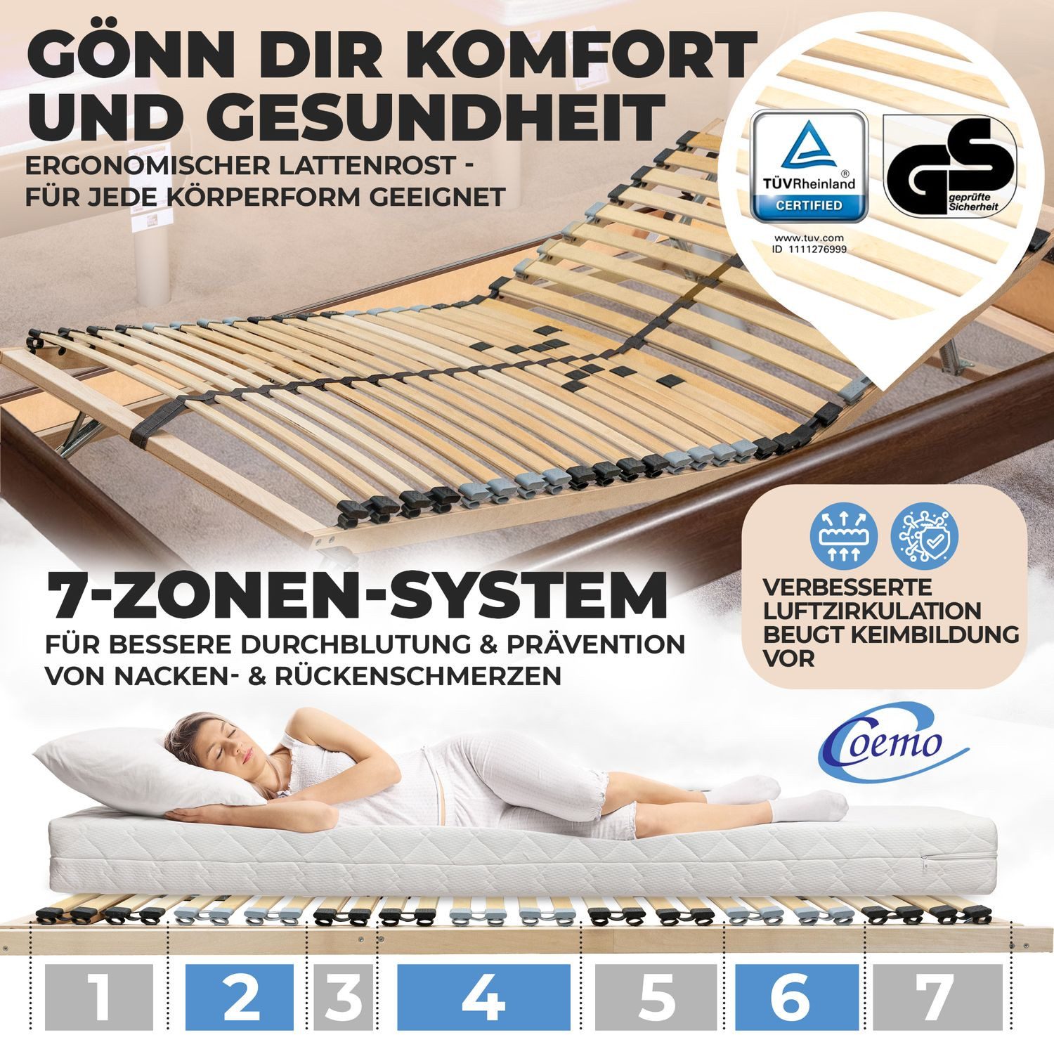 Lattenrost ERGO KF, Coemo, Kopfteil manuell verstellbar, Fußteil manuell ve günstig online kaufen