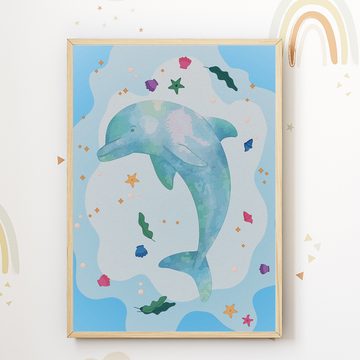 Tigerlino Poster Meerestiere Seepferdchen Wal Delfin 6er Set Kinderzimmer Wandbilder