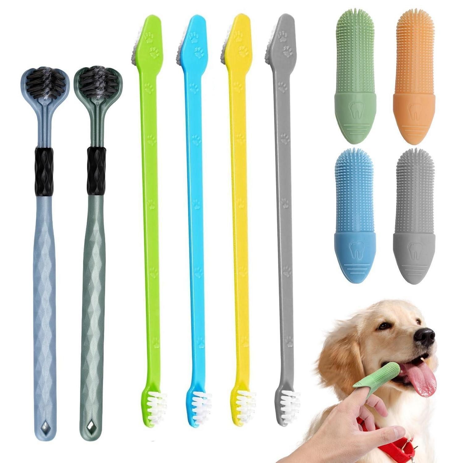 LuxusKollektion Tierzahnbürste Hundezahnbürsten Set 10 Teile, Zahnpflege Katze