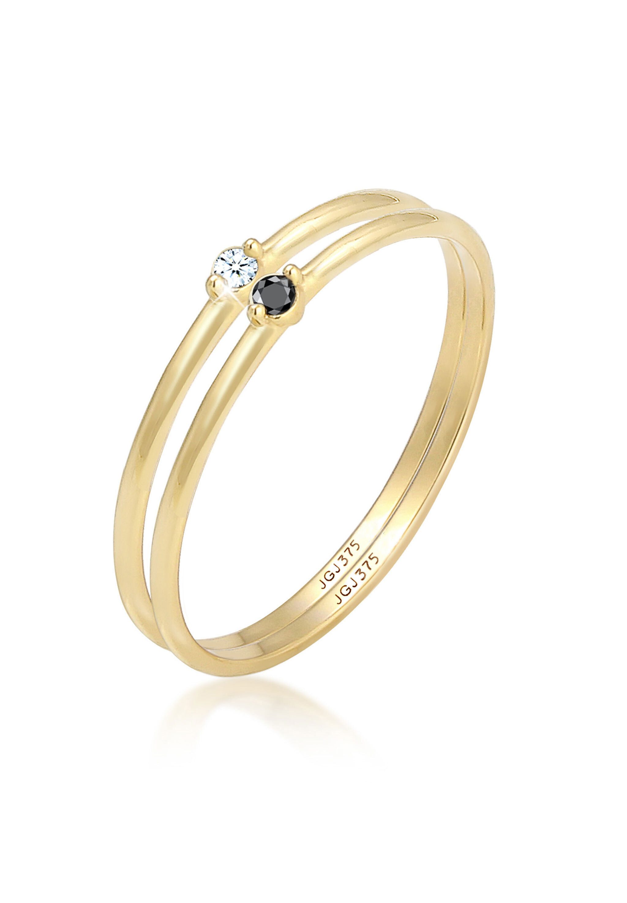 Elli DIAMONDS Verlobungsring Solitär Schwarz Weiss Diamant (0.03 ct) 375 Ge günstig online kaufen