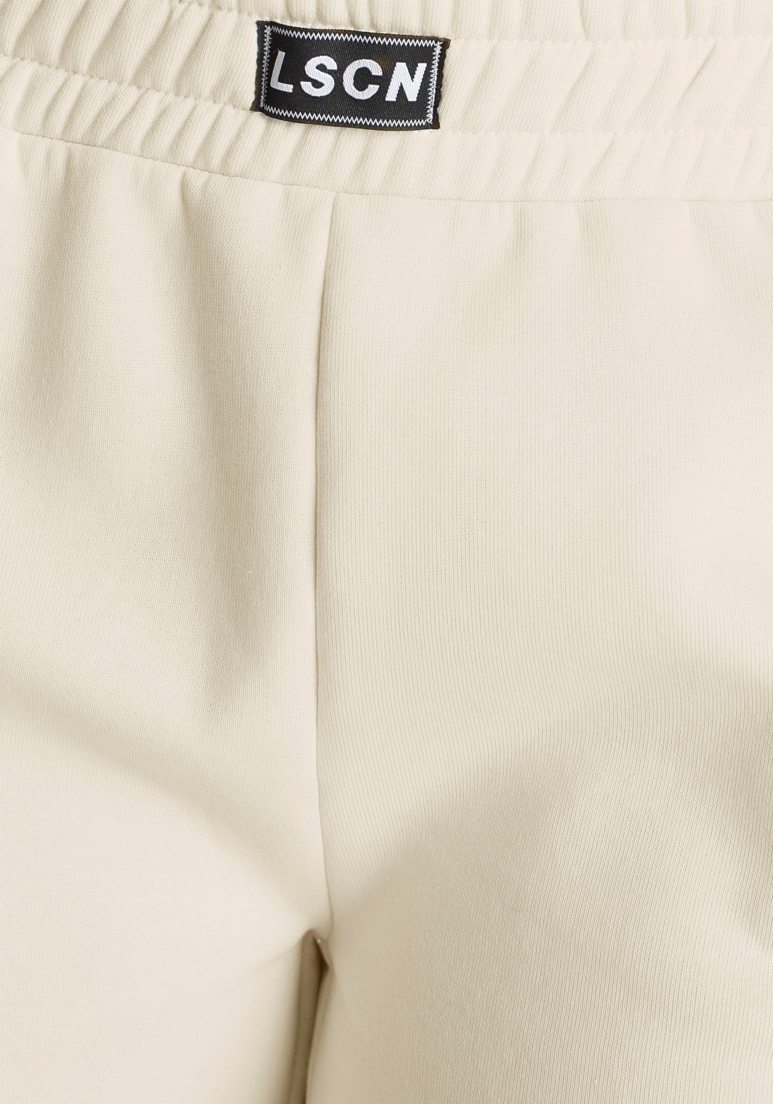 Sweathose geripptem LASCANA Loungewear, beige Loungeanzug Hosenbund, mit