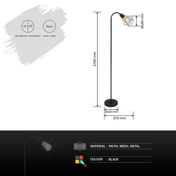Globo Stehlampe Stehleuchte Wohnzimmer mit Schalter Stehlampe Schlafzimmer schwarz