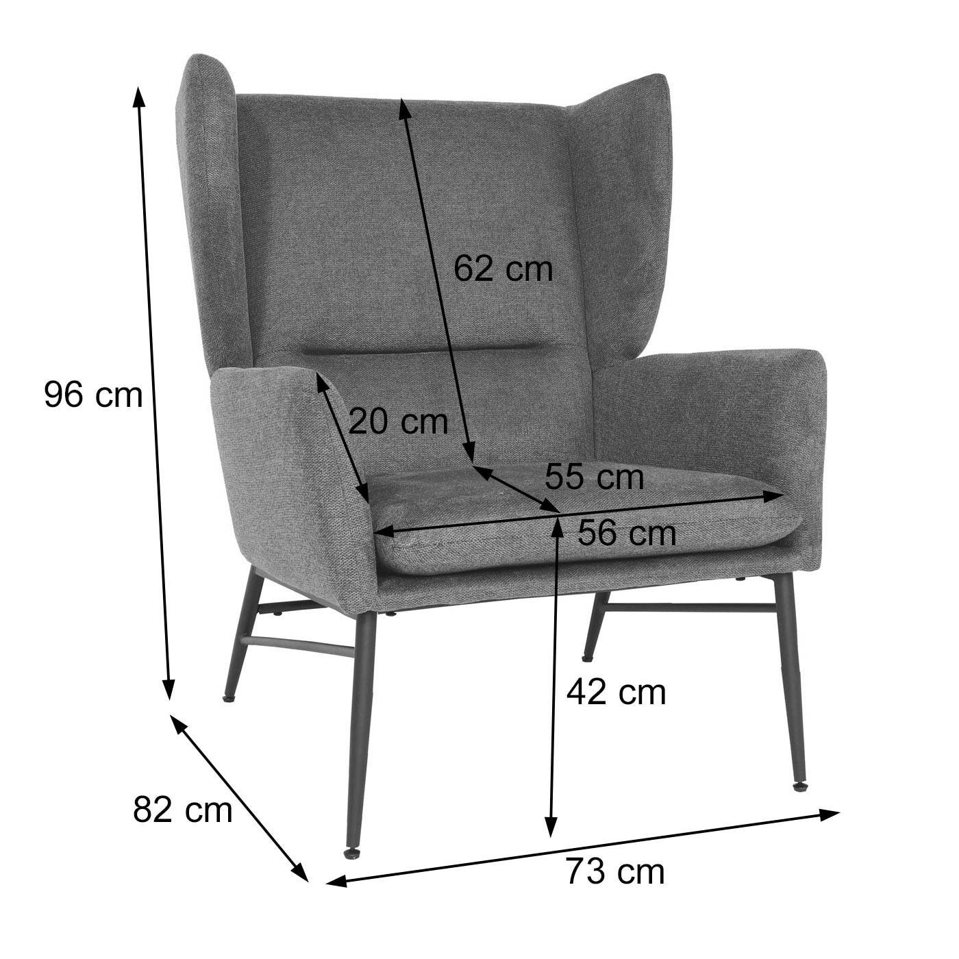 MCW Loungesessel MCW-L62, breite terracotta-braun Sitzfläche, Extra Sitzkissen abnehmbar