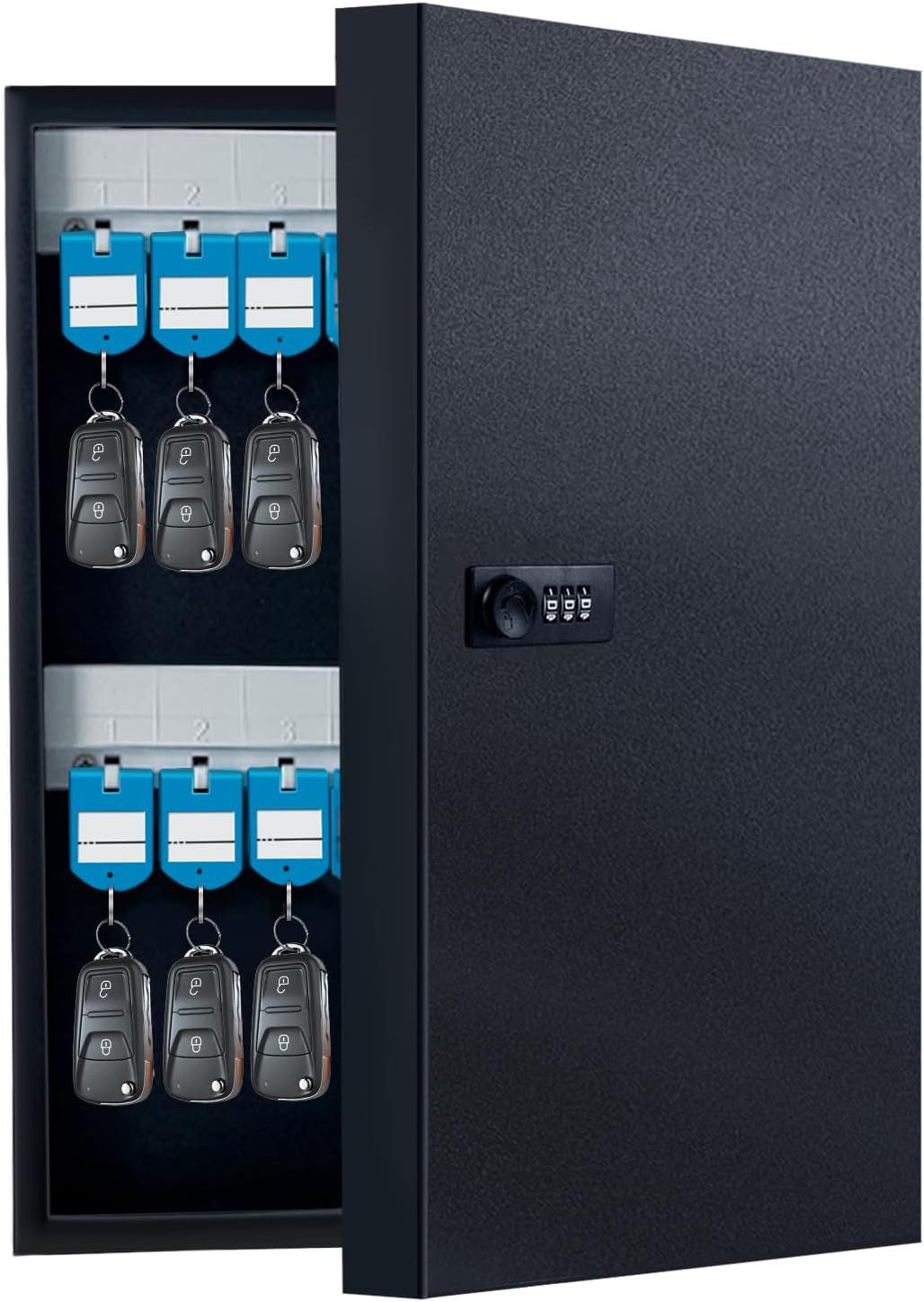 SGEPLED Schlüsselkasten Schlüsselschrank 24 Schlüssel Zahlencode Wandmontage Stahl Set (Schlüsselschrank mit Zahlencode für 24 Schlüssel Wandmontage Set, Einzel Schlüsselschrank für 24 Schlüssel inklusive Montagematerial), Zahlencode Schloss Stahlgehäuse Wandmontage für Innenbereich