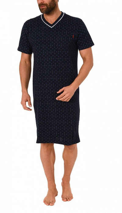 Normann Pyjama Herren Nachthemd kurzarm mit V-Hals - auch in Übergrößen erhältlich