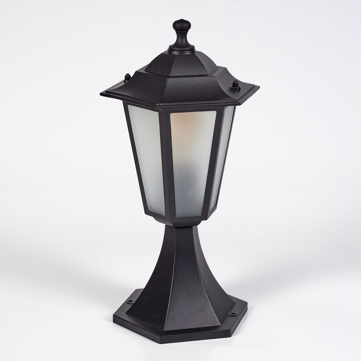 hofstein Pollerleuchte Sockelleuchte aus Metall/Milchglas in Schwarz/Weiß, ohne Leuchtmittel, Wegeleuchte, Gartenlampe, IP44, 1xE27, ohne Leuchtmittel