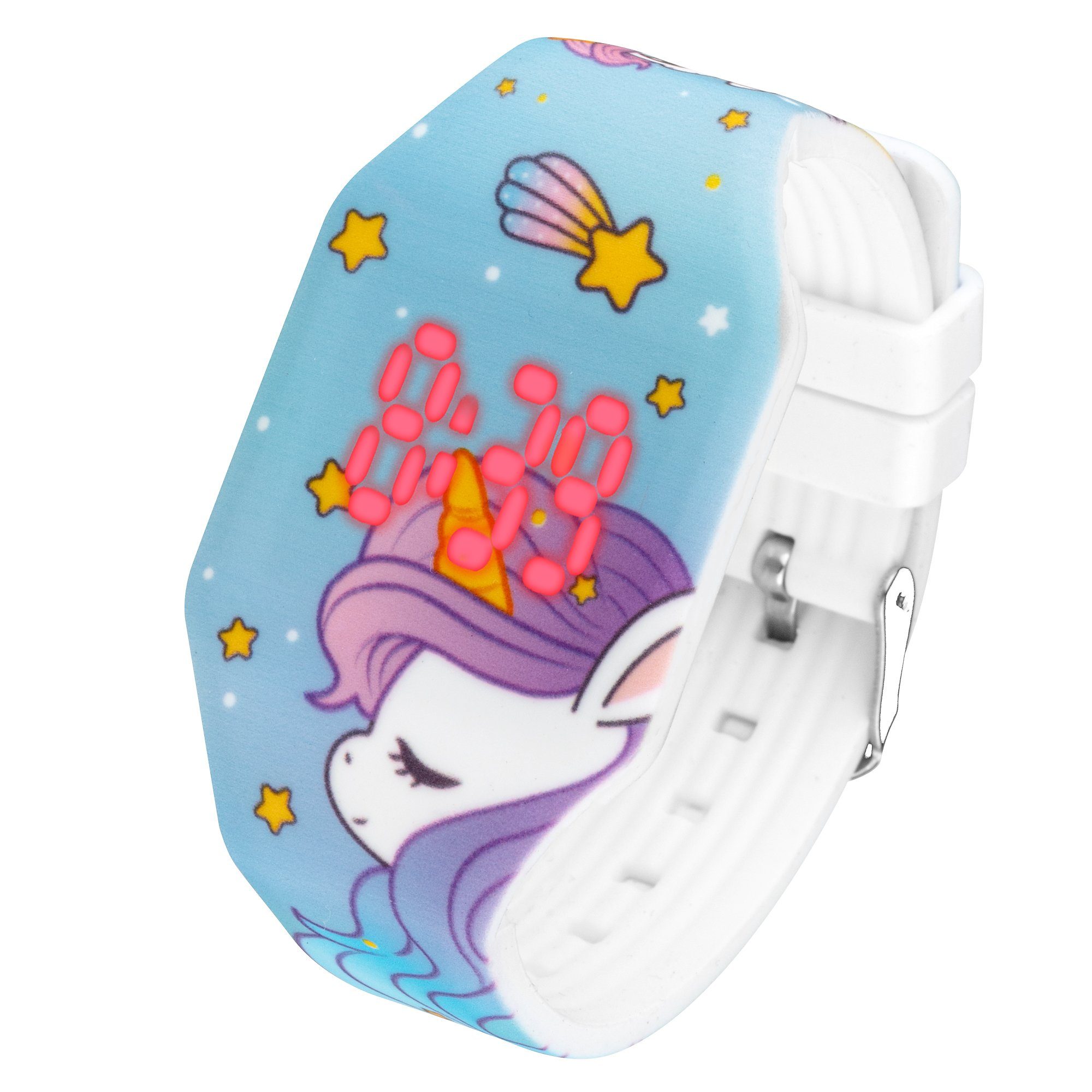 Quarzuhr Kinder Armbanduhr Silikon Einhorn Digital LED Uhr