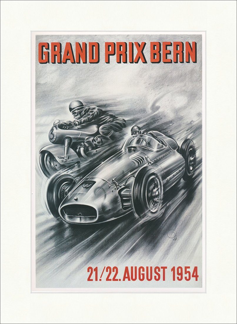Kunstdruck Grand Prix Bern 1954 Autorennen Motorrad Schnelligkeit