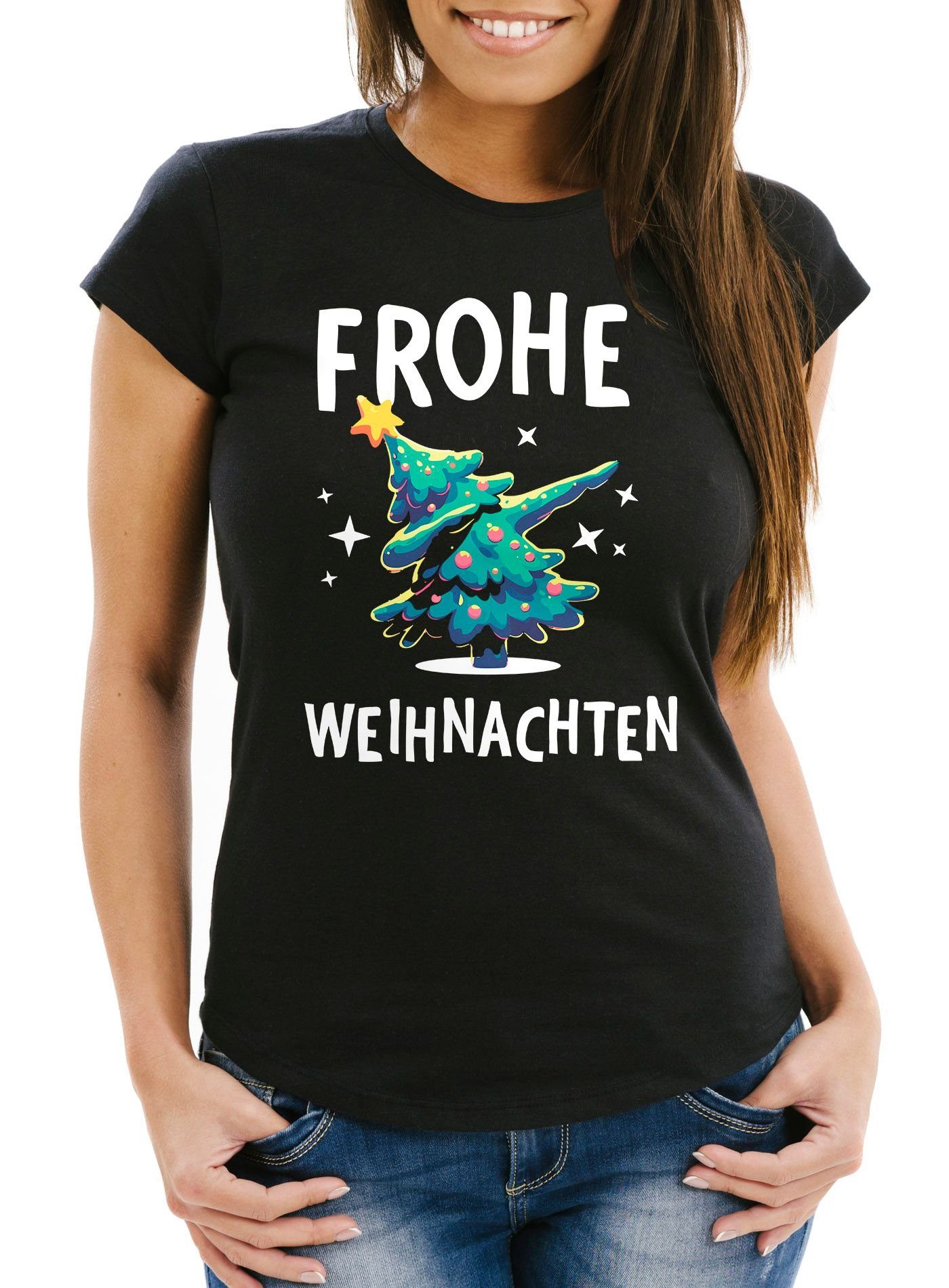 Print-Shirt Damen T-Shirt Frohe Weihnachten Lustig Weihnachtsshirt Dabbing