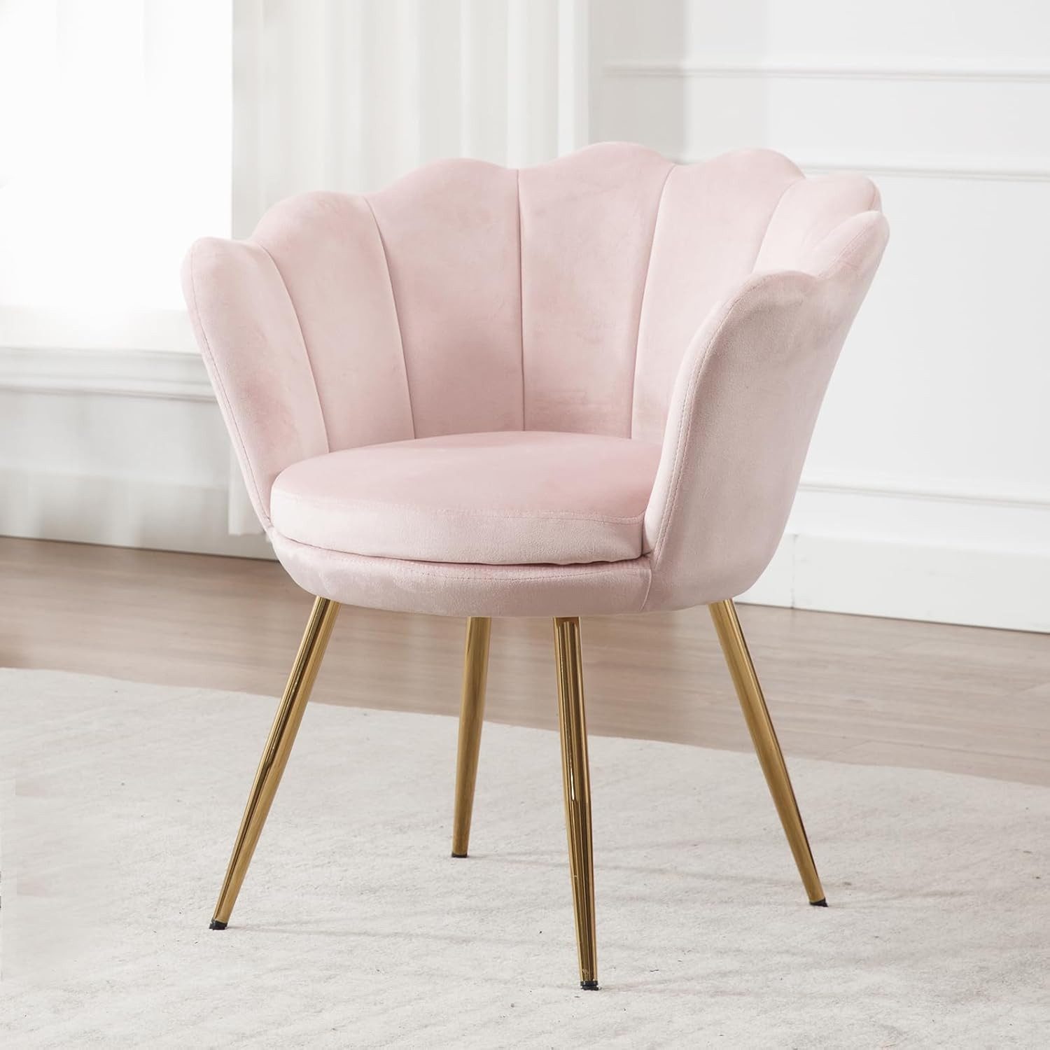 CHAIRUS Sessel Relaxsessel mit Goldfuß & Blumenform für Wohn-/Schlafzimmer (1-St), Ohrensessel, Freizeitsessel mit Kissen, Esszimmerstuhl Polsterstuhl