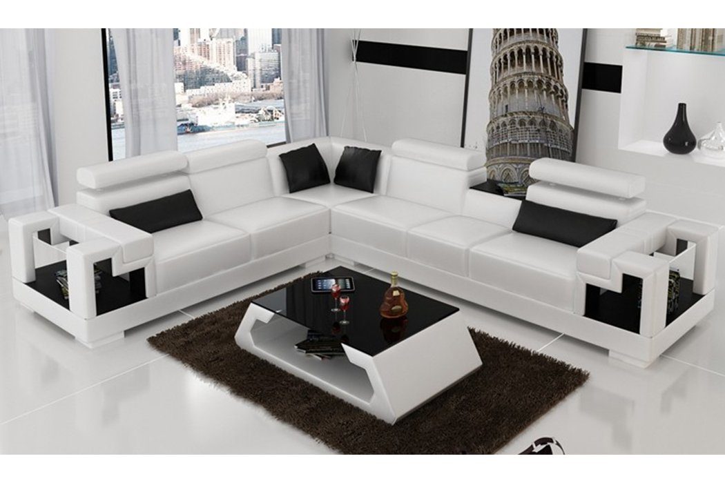 JVmoebel Ecksofa Ecksofa Sofa Couch Polster Wohnlandschaft Leder Eck Sofas Garnitur, Made in Europe