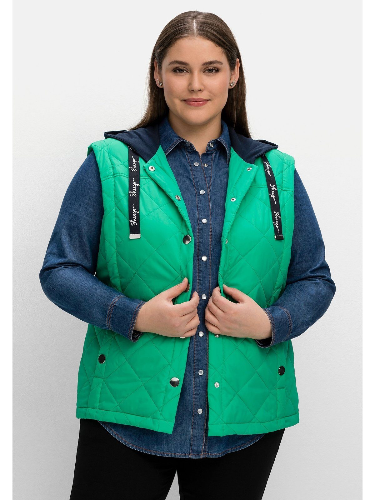 Sheego Steppweste Große Größen mit Sweat-Kapuze