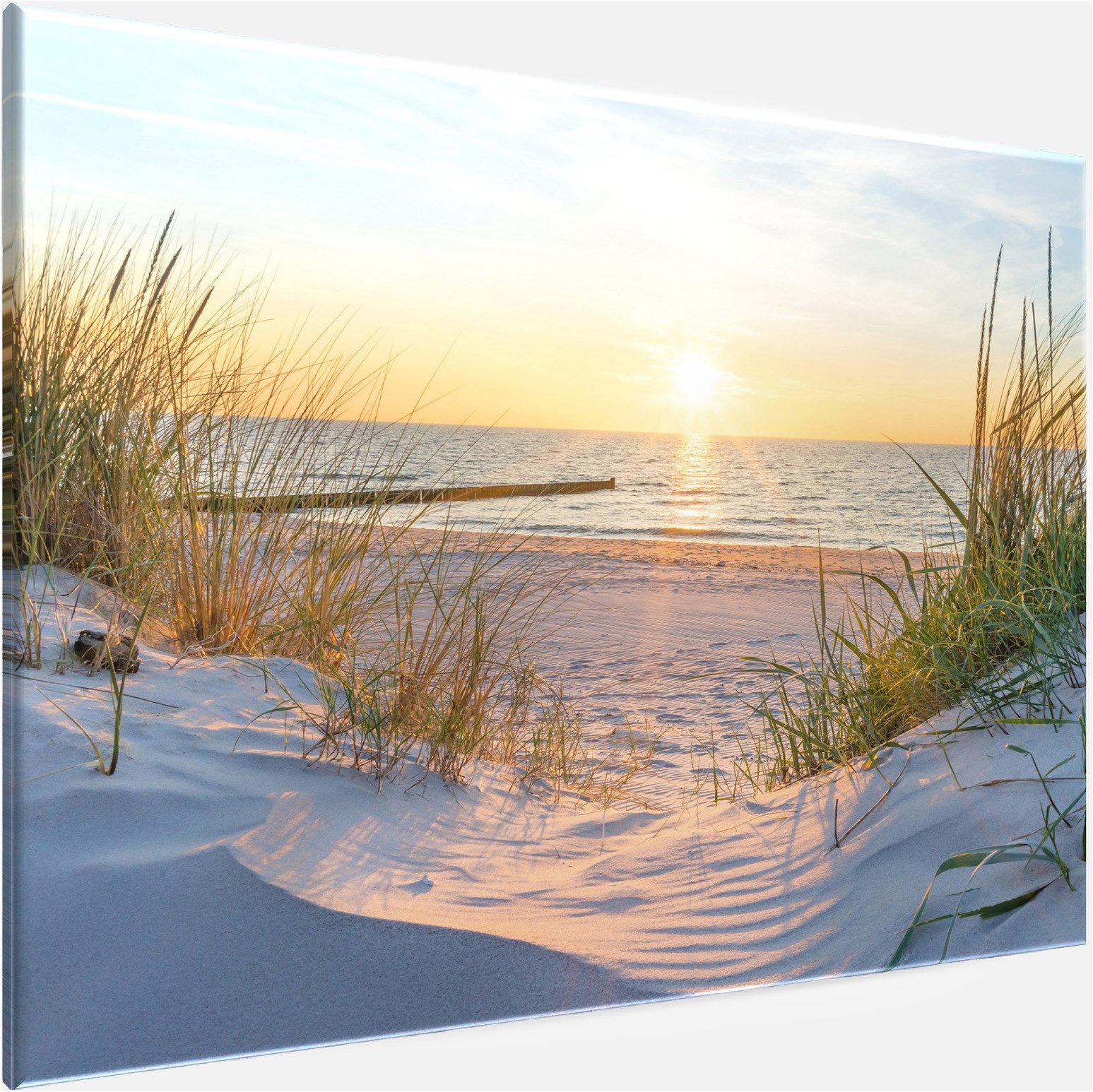 Bönninghoff Leinwandbild Wandbild STRAND 46x61 cm – Leinwandbild Keilrahmen Deko modern, Bilder vom Sonnenuntergang & -aufgang, Landschaft, Landschaften, Meer,  – Bild 3 von 5