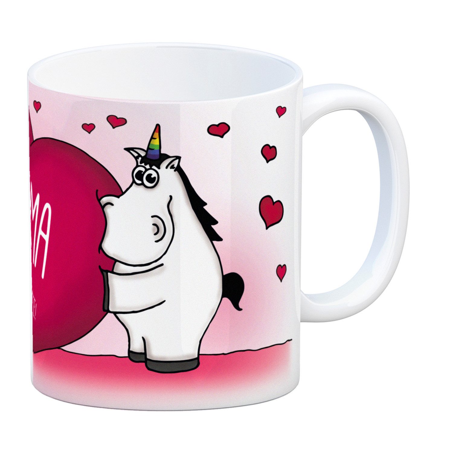 speecheese Tasse Einhorn Kaffeebecher mit Herz Motiv und Spruch: Mama ... ist die