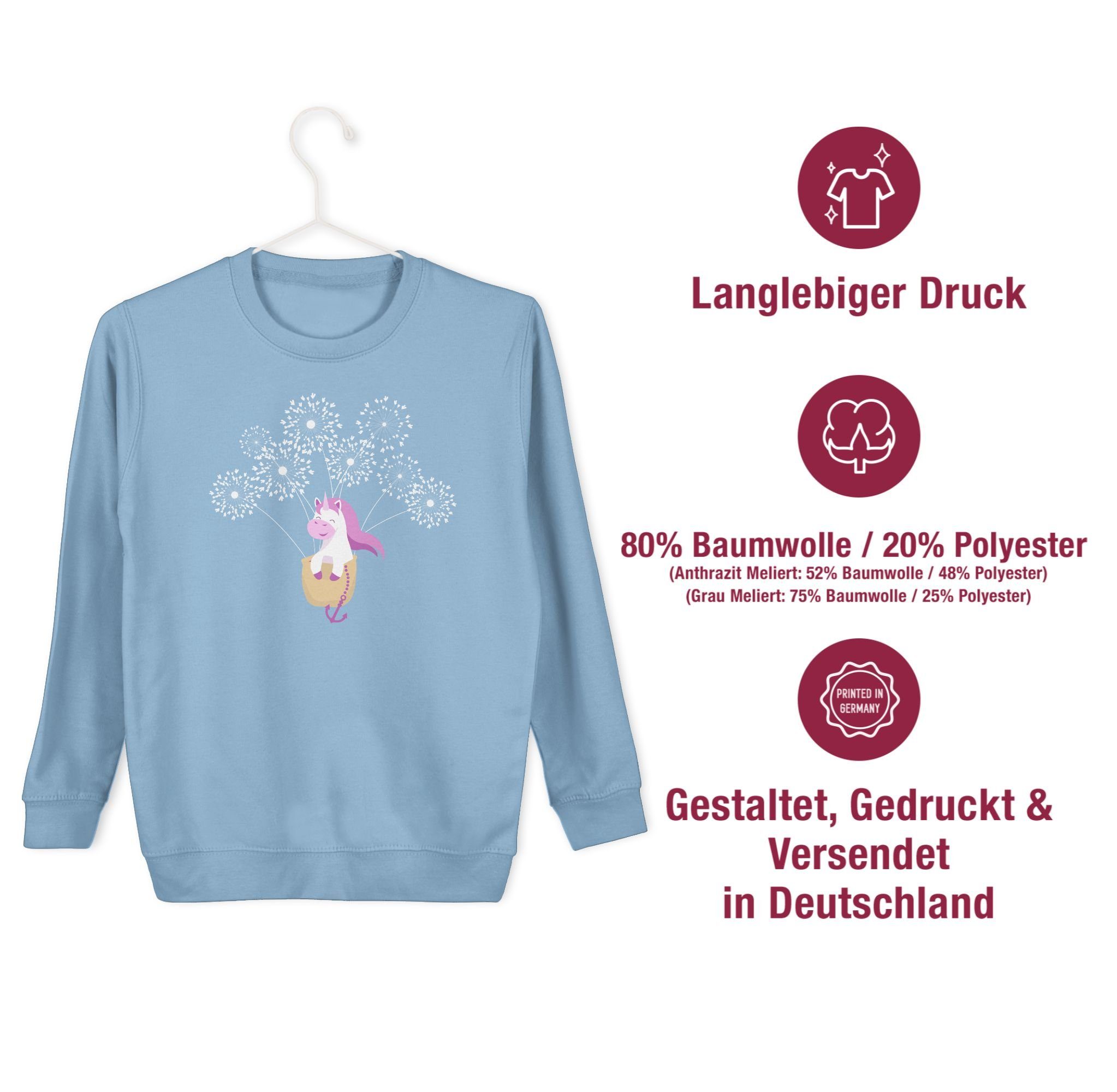 Hellblau 3 Shirtracer Kinderkleidung Pusteblume Co und Sweatshirt Einhorn