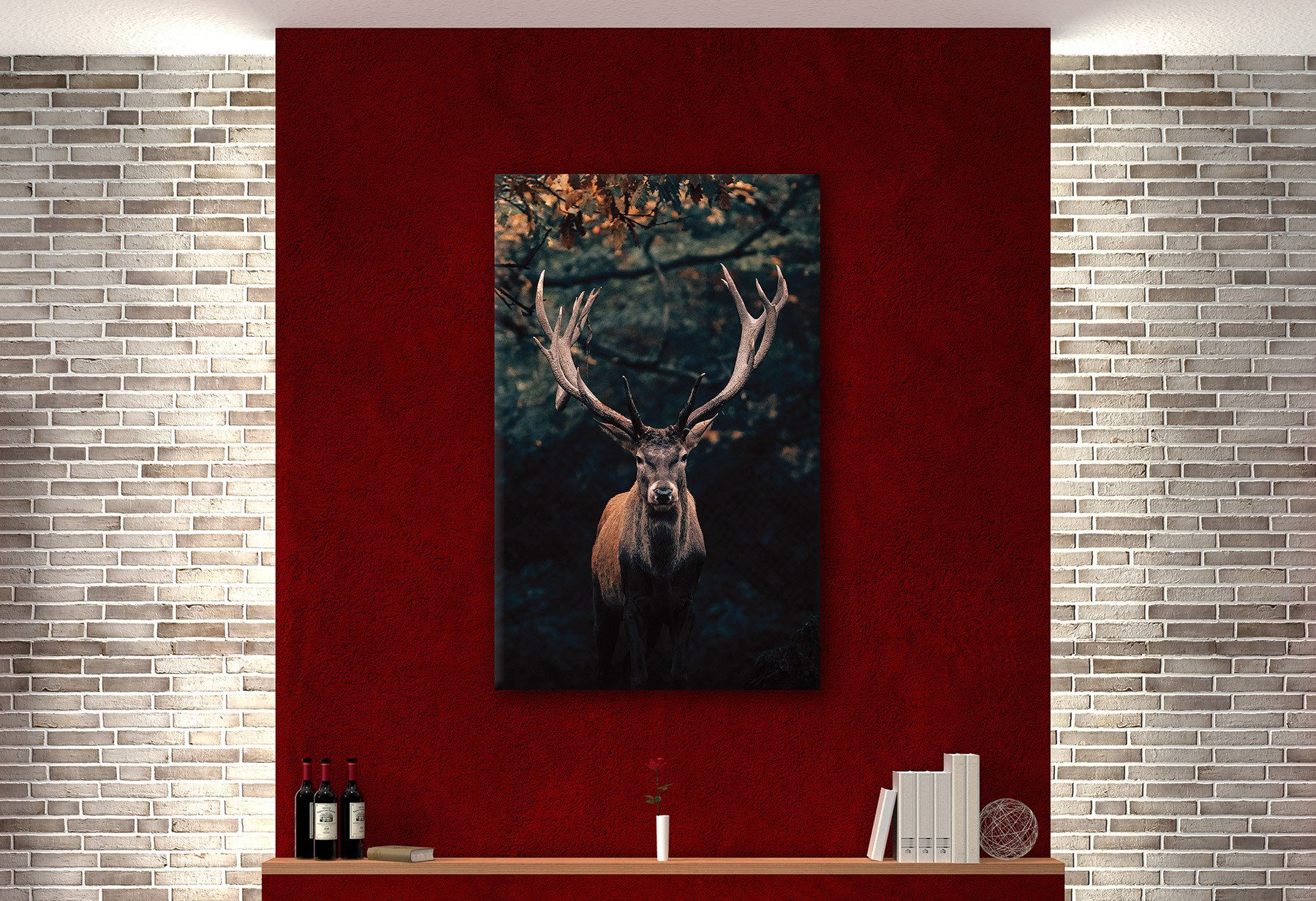 Bönninghoff Leinwandbild Wandbild HIRSCH IM WALD 78x118 cm – Leinwandbild Keilrahmen Deko, Hirsch (1 St), auf Keilrahmen gespannt – Bild 5 von 5