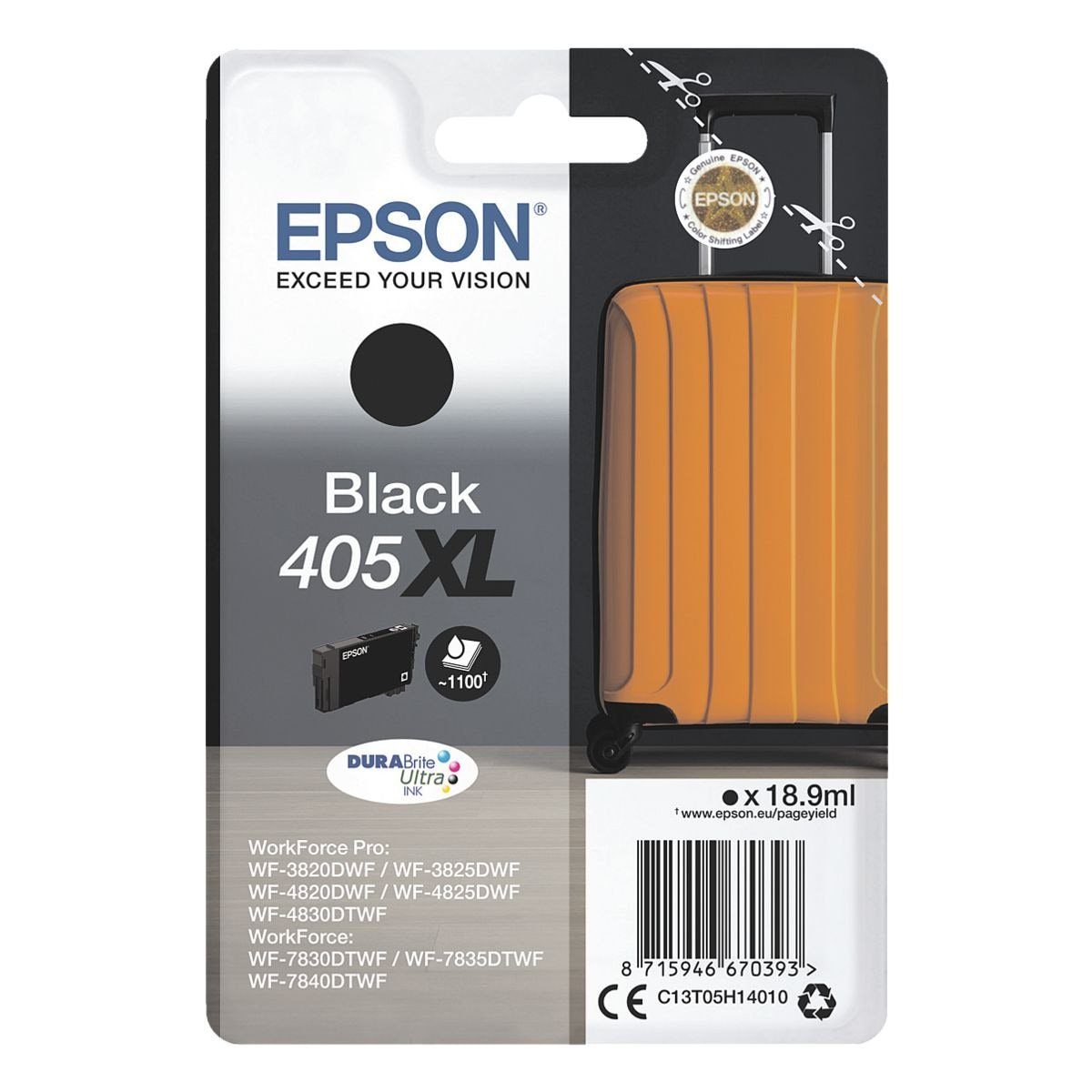 Epson 405XL DURABrite Tintenpatrone (1-tlg., Original Druckerpatrone, schwarz)