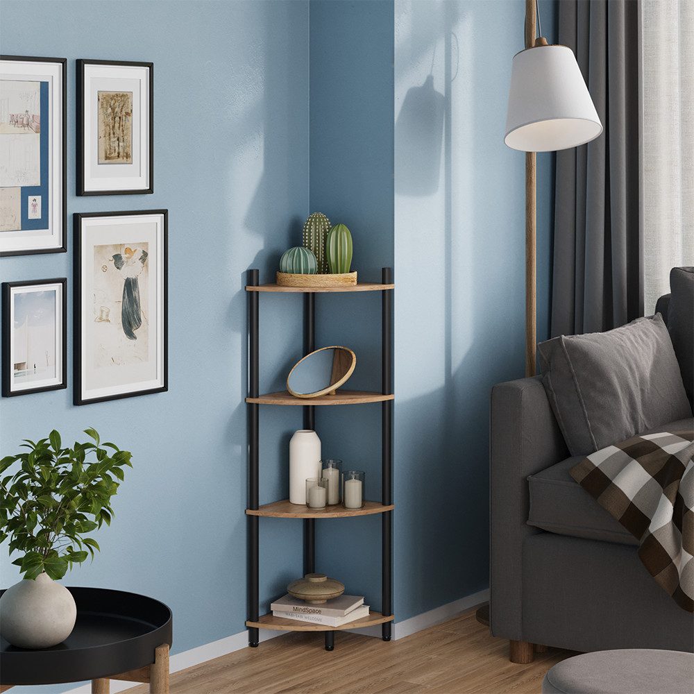 Vicco Eckregal Bivio, Goldkraft Eiche/Anthrazit, 29 x 102.5 cm mit 4 Ablagefächern, 1-tlg.