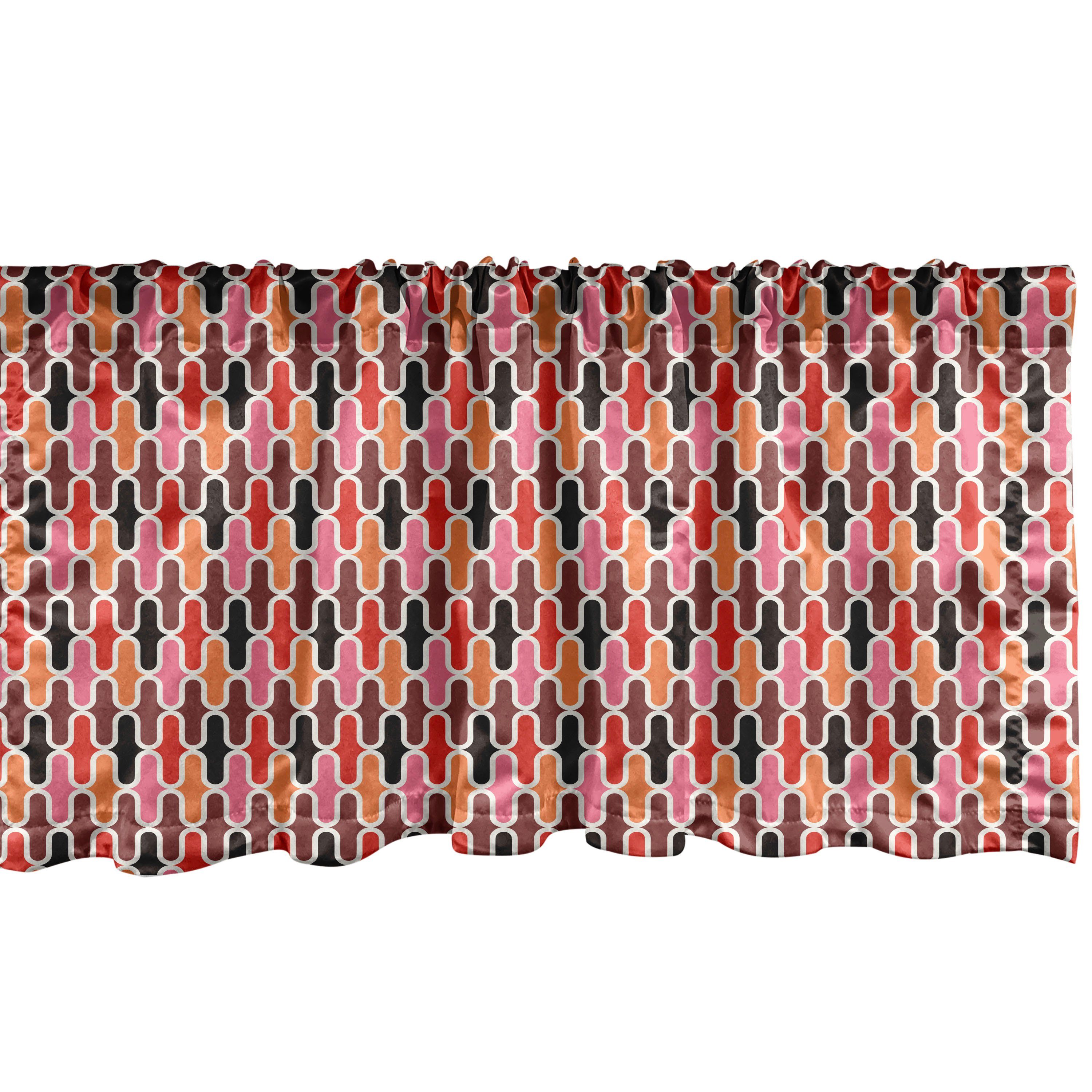 Scheibengardine Vorhang Volant für Küche Schlafzimmer Dekor mit Stangentasche, Abakuhaus, Microfaser, Abstrakt Vertikale Linien Grafik