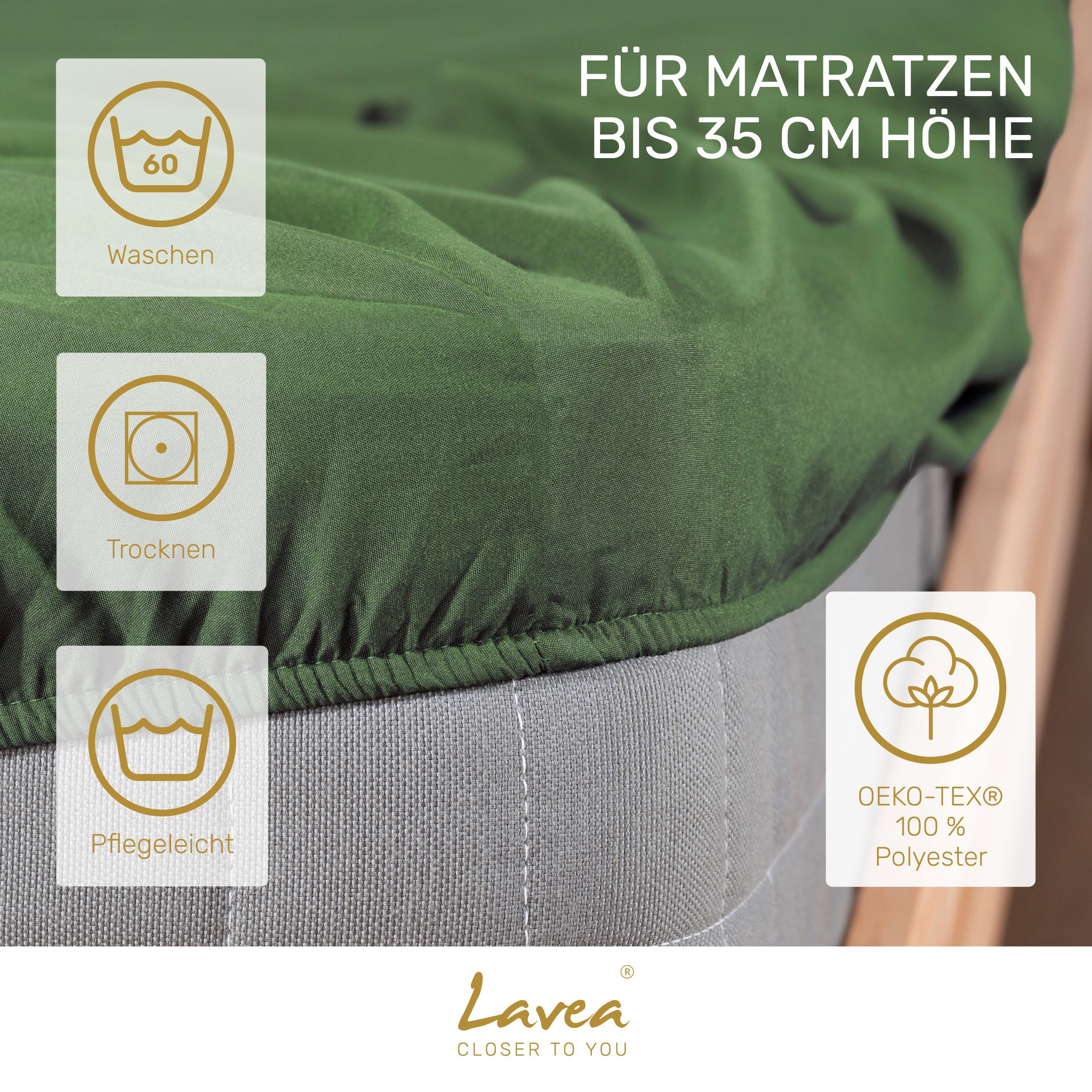 Lavea Spannbettlaken Bettlaken, Spannlaken Mikrofaser, 180x200cm, 200x200cm, (1 Stück), kühlend & atmungsaktiv, schnelltrocknend, weich, pflegeleicht