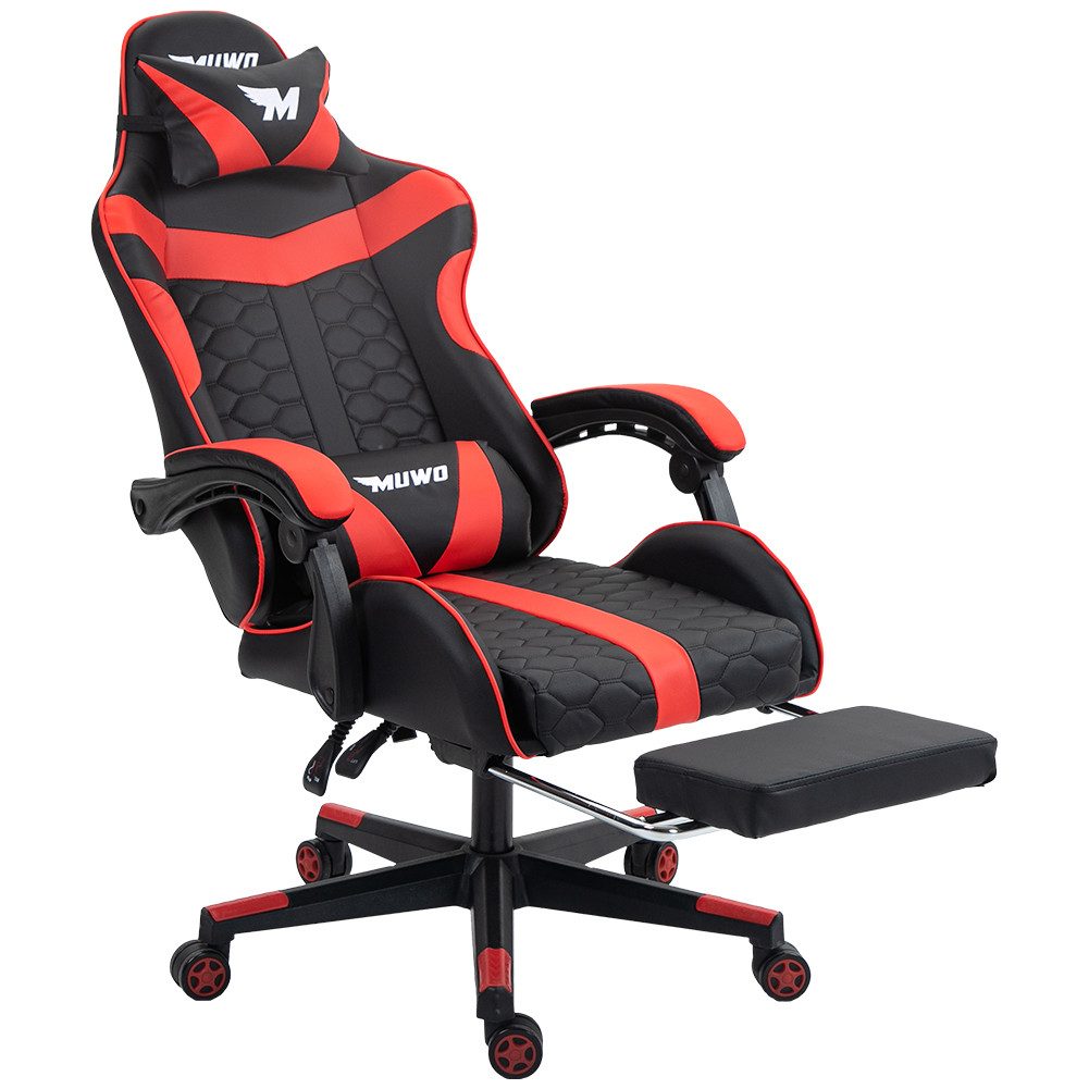 MUWO Drehstuhl "FusionX" E-Sports Gamingstuhl mit Fußstütze