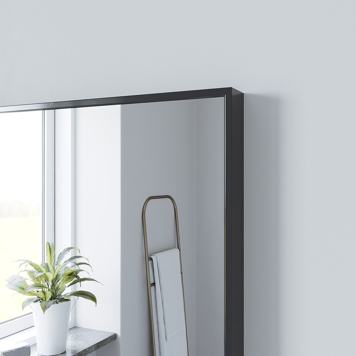 montierbar Horizontal Wandspiegel AQUABATOS Spiegel und schwarz Dekospiegel 100x60cm,Aluminiumrahmen,Rechteckig,Wand Badspiegel groß Flur Bad (Vertikal möglich), 80x60 70x50