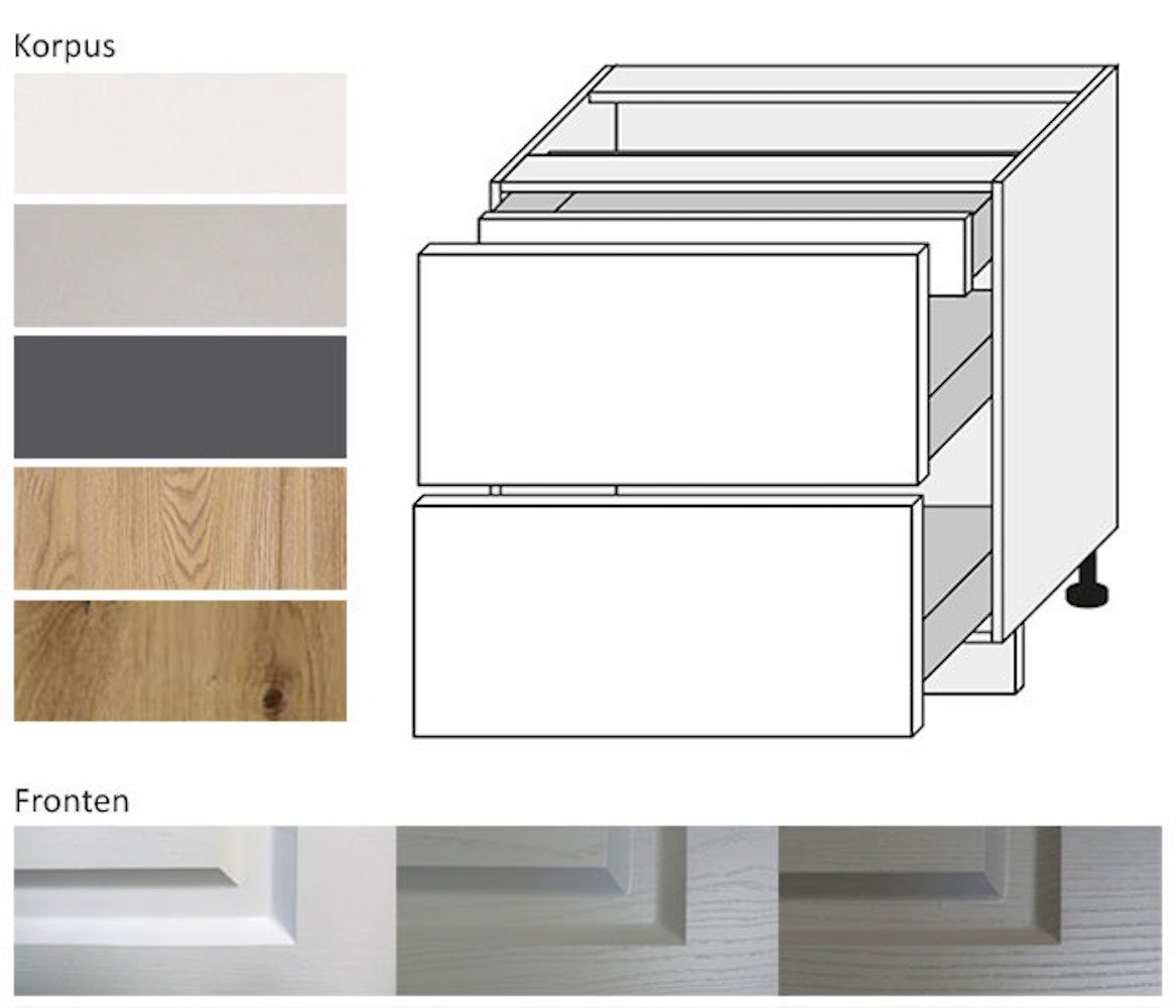 Feldmann-Wohnen Unterschrank Elbing 1 2 80cm stone Front- Schubladen mit Korpusfarbe (Elbing) Innenschublade und grey light wählbar