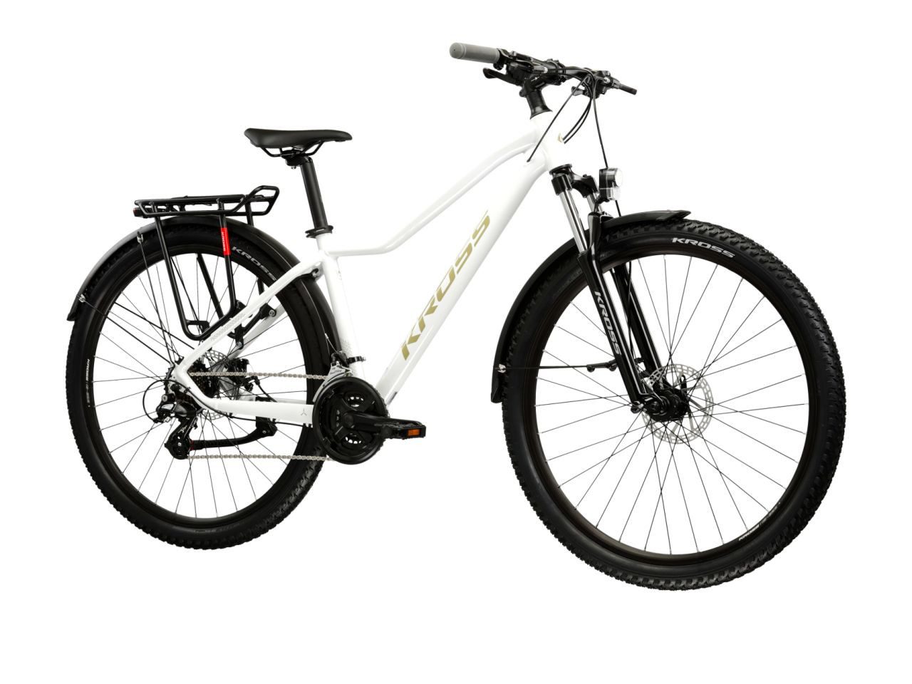 Kross Mountainbike Lea 2.0 weiß 21 Gänge mit Beleuchtung, 21 Gang Shimano ALTUS M310 Schaltwerk, Kettenschaltung