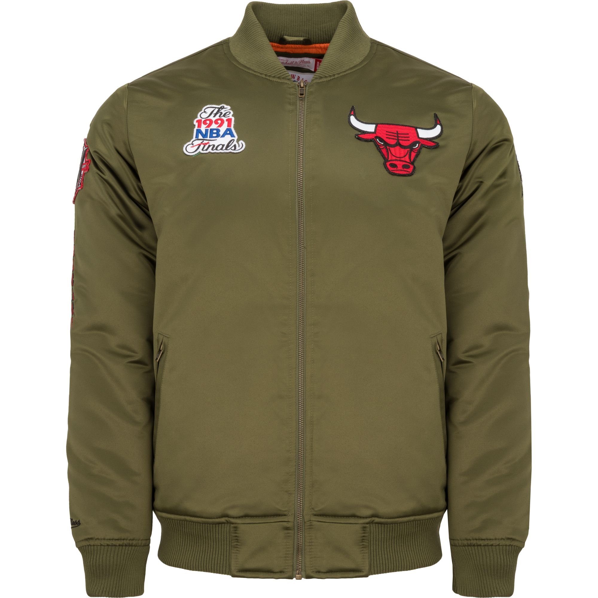 Mitchell & Ness Bomberjacke Satin PATCHES Chicago Bulls