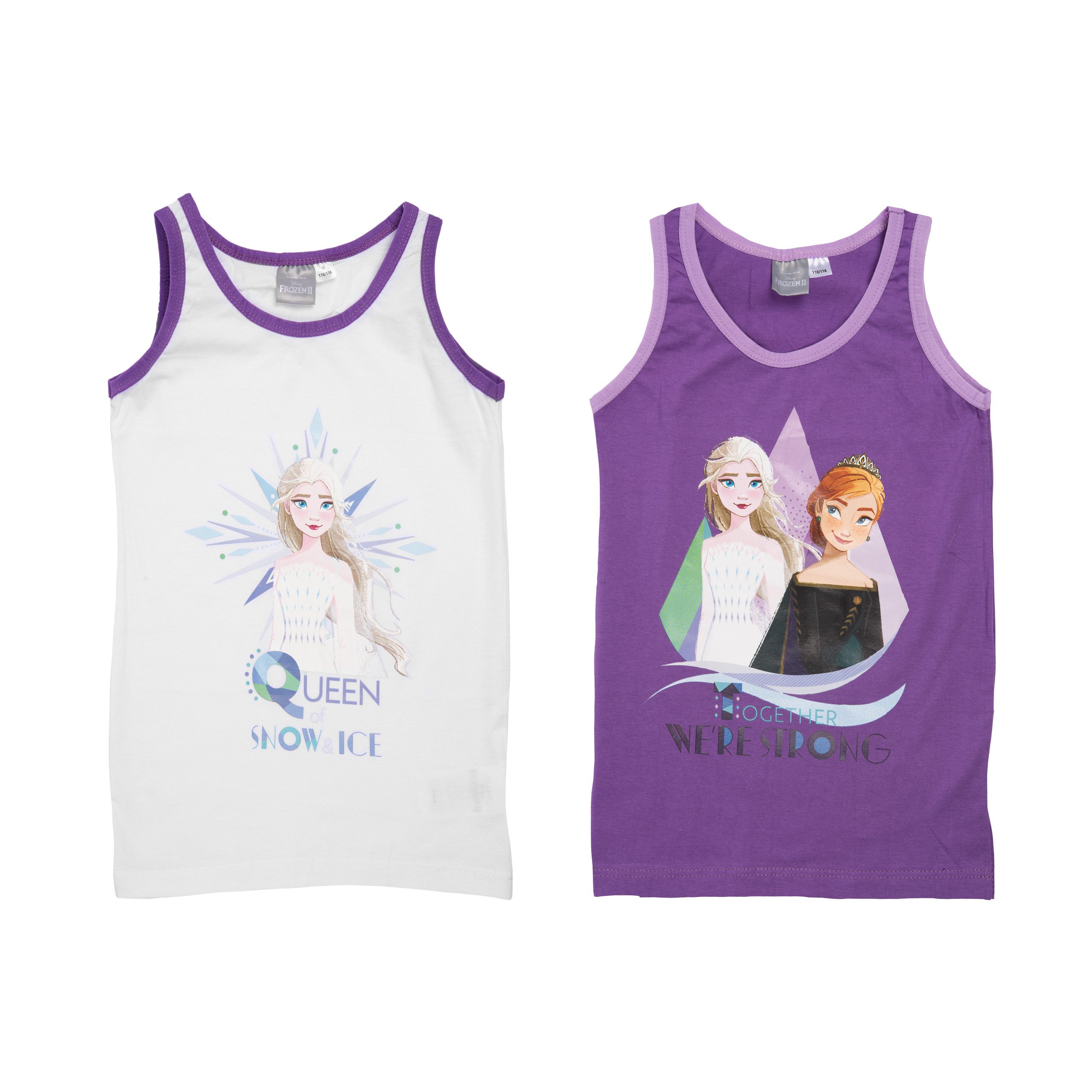 United Labels® Unterhemd Disney Frozen Unterhemd - Die Eiskönigin - Weiß/Lila (2er Pack)