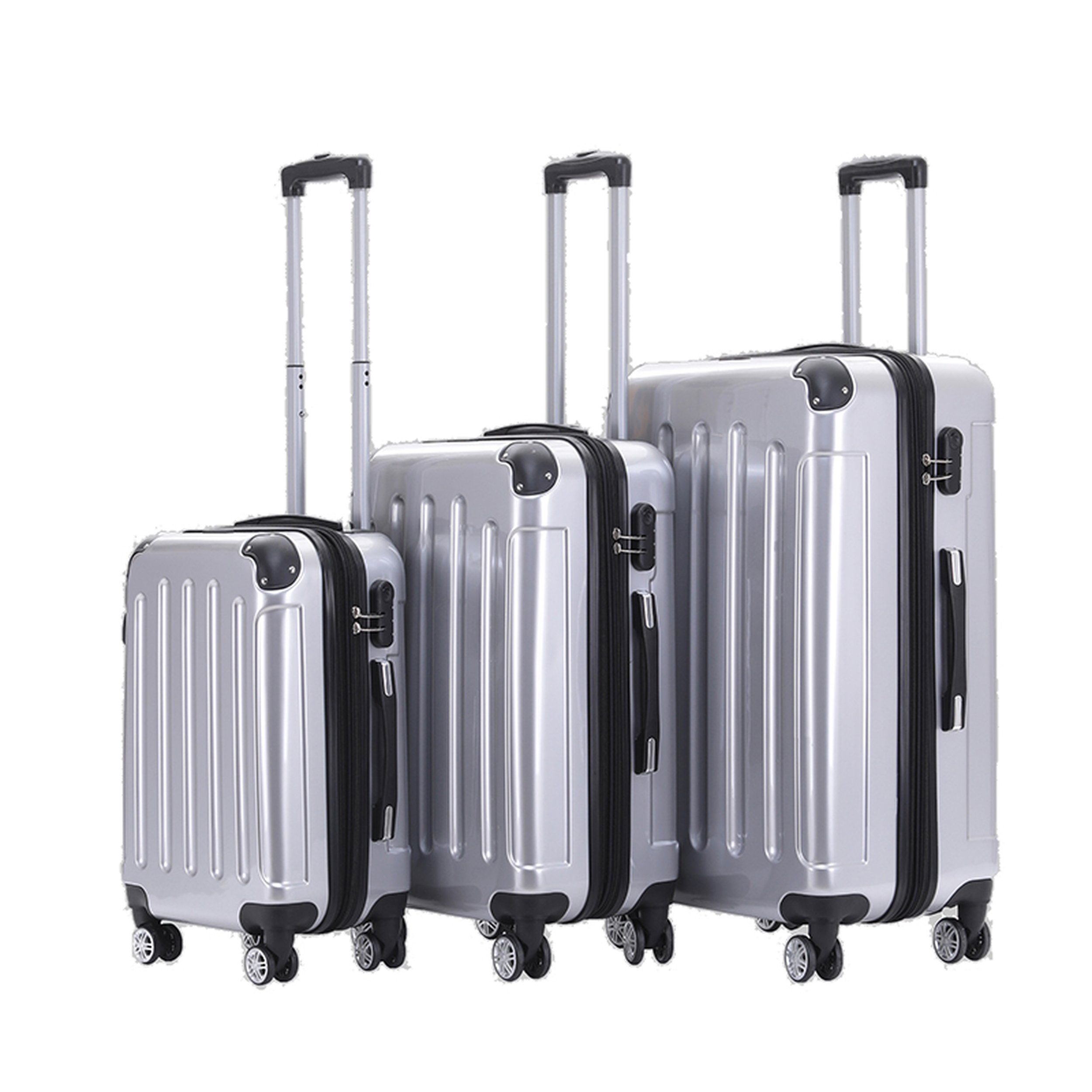 Beibye Trolleyset 3-tlg. - 4 Rollen silber Light XL-Volumen Dehnfalte, - - Farben div. 