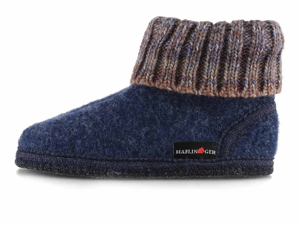 Haflinger Tricoté Kinder Hüttenschuhe Hausschuh mit Feinstrickkragen