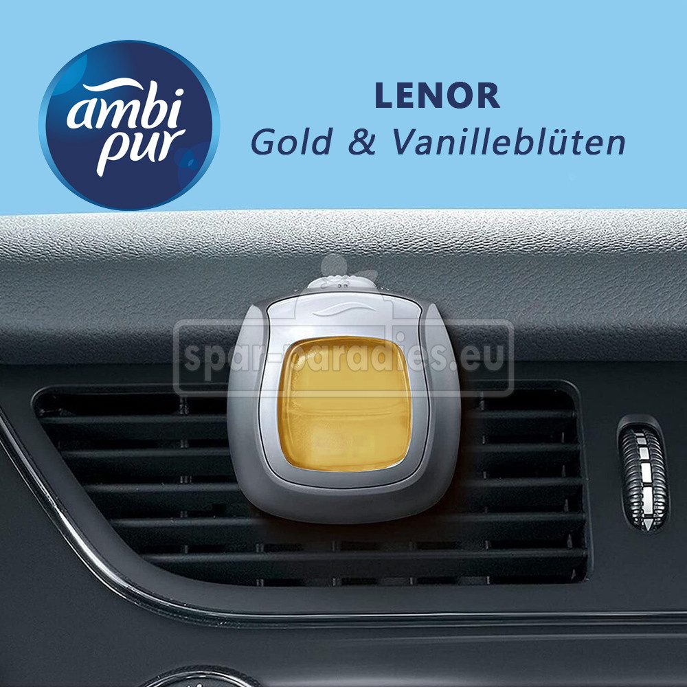 ambi pur Geruchsentferner Car Lufterfrischer-Clip Gold & Vanilleblüten Duo-Pack (2 x 2 ml)