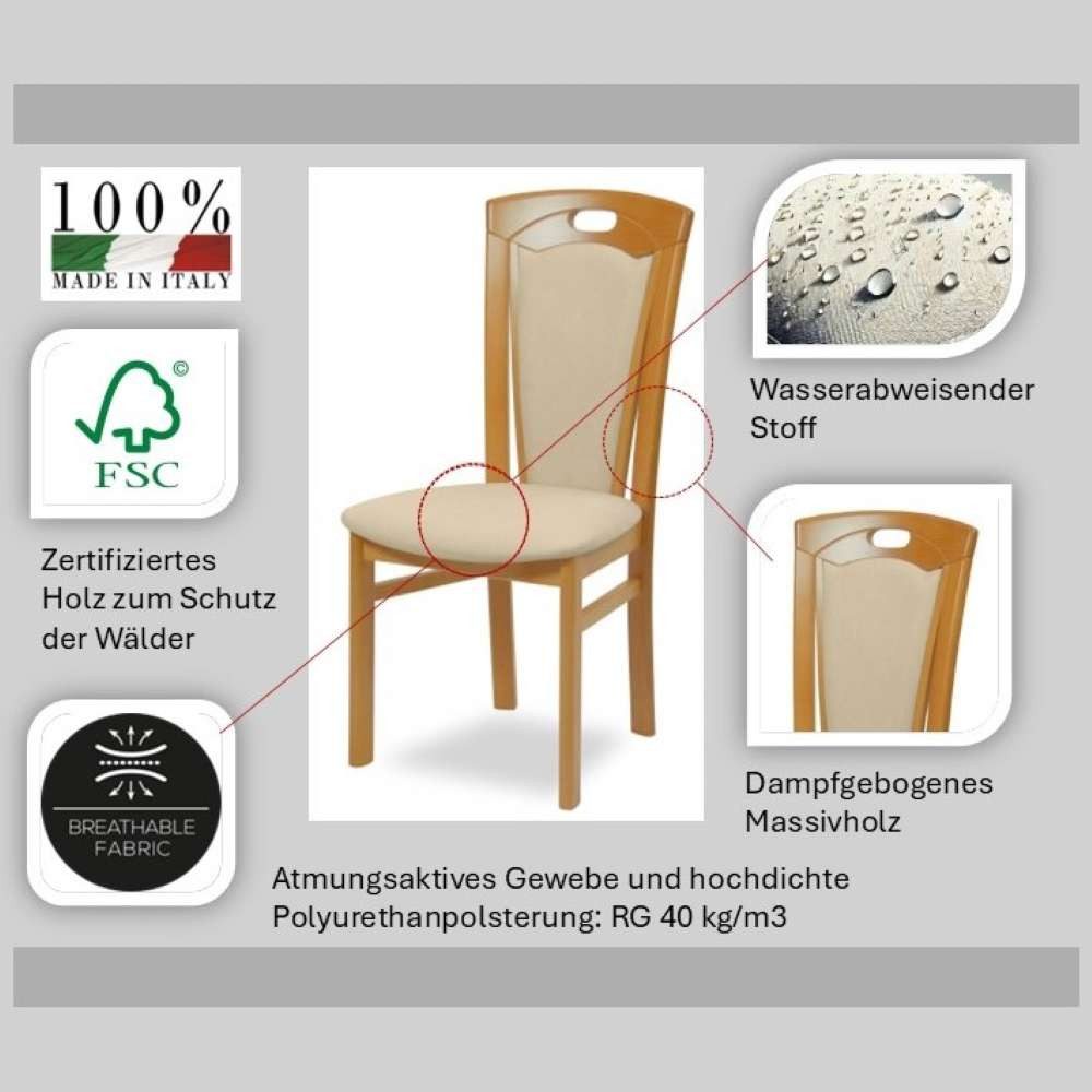 Home affaire Esszimmerstuhl FERDI Made in Italy, Massivholz (Set, 2 St), Bezug Feinstruktur (wasser- und fleckabweisend) oder Struktur – Bild 3 von 5